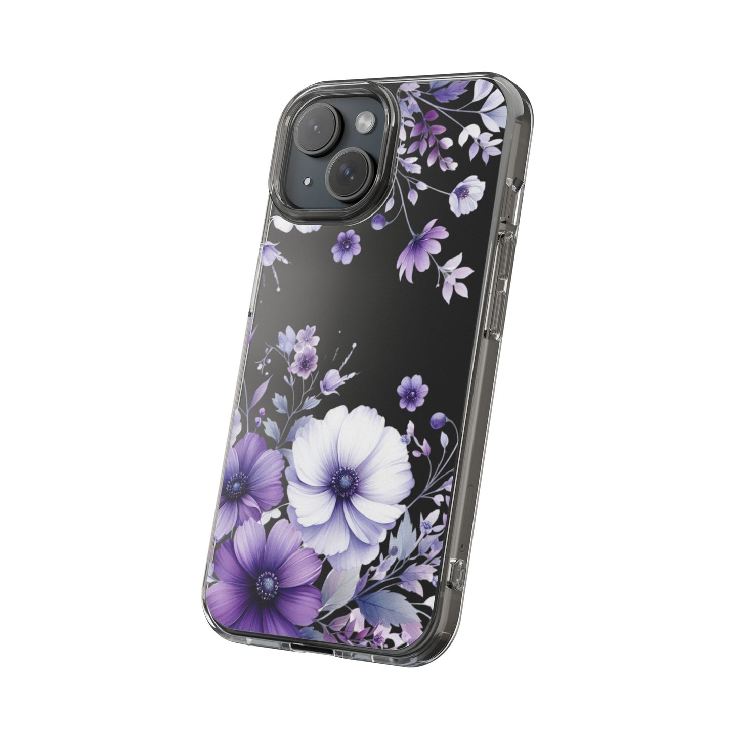 Clear Purple Flower Phone Case