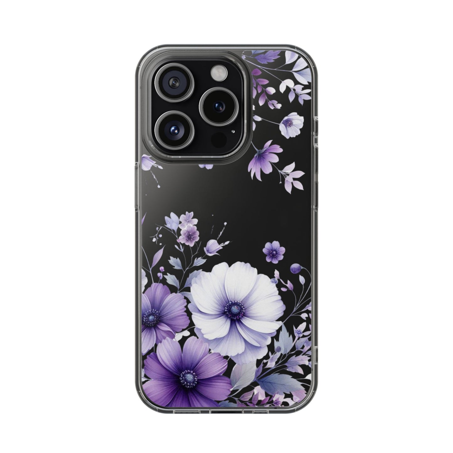 Clear Purple Flower Phone Case