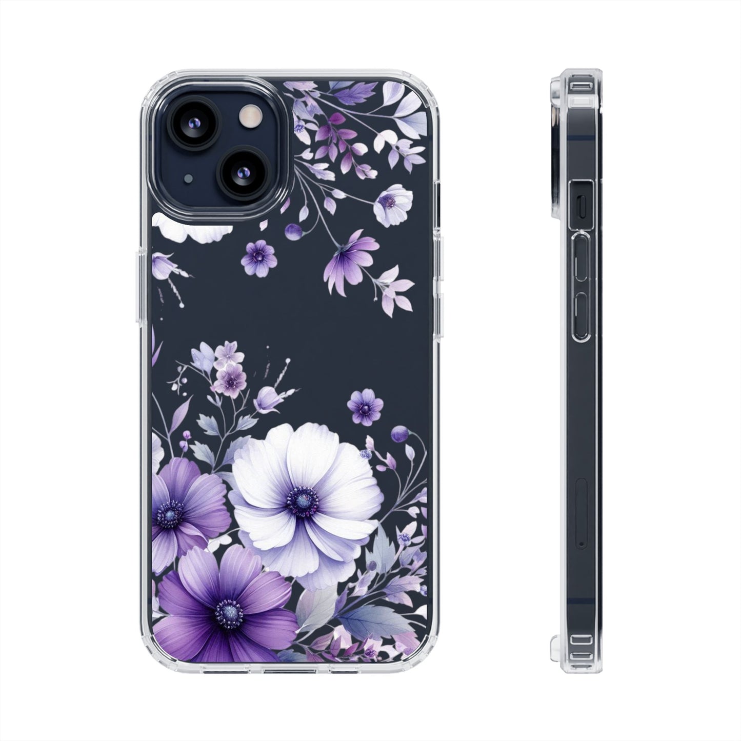 Clear Purple Flower Phone Case