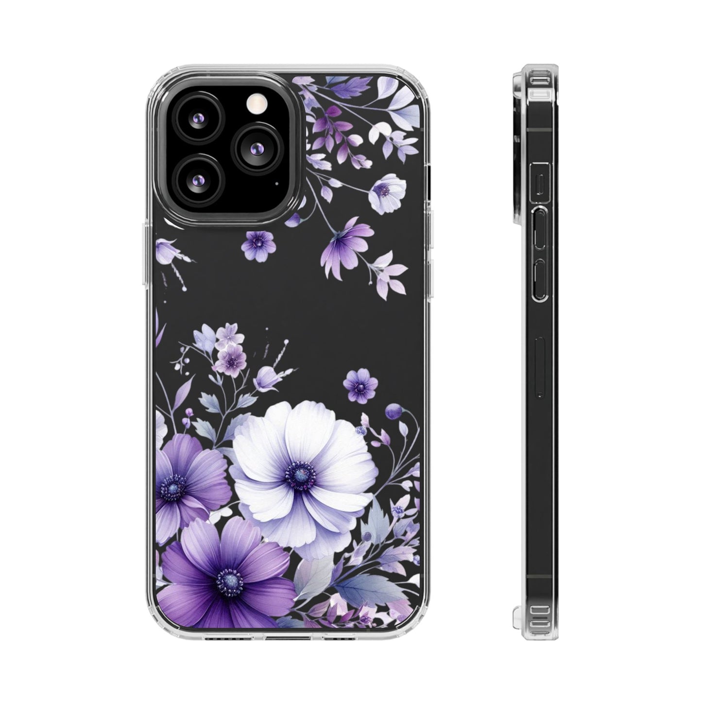 Clear Purple Flower Phone Case