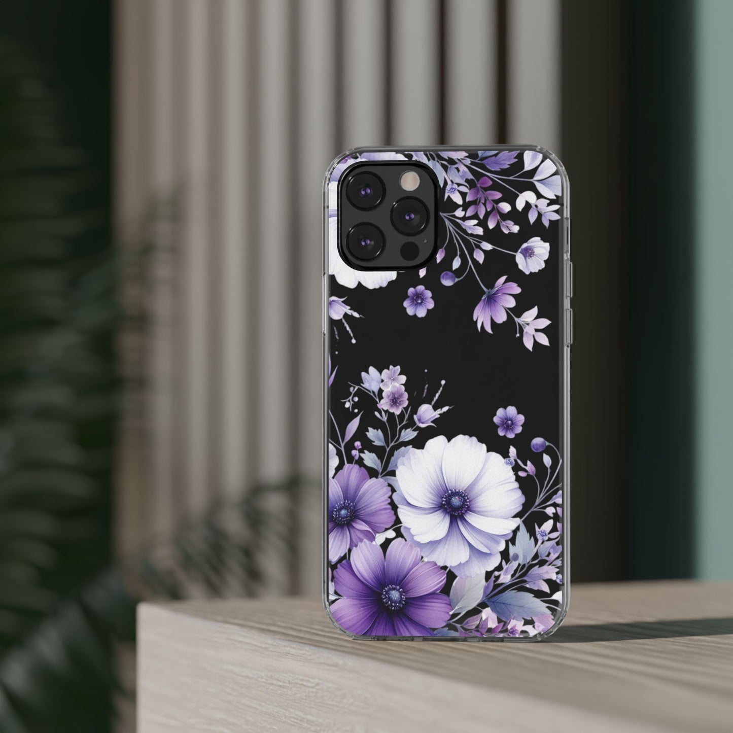 Clear Purple Flower Phone Case
