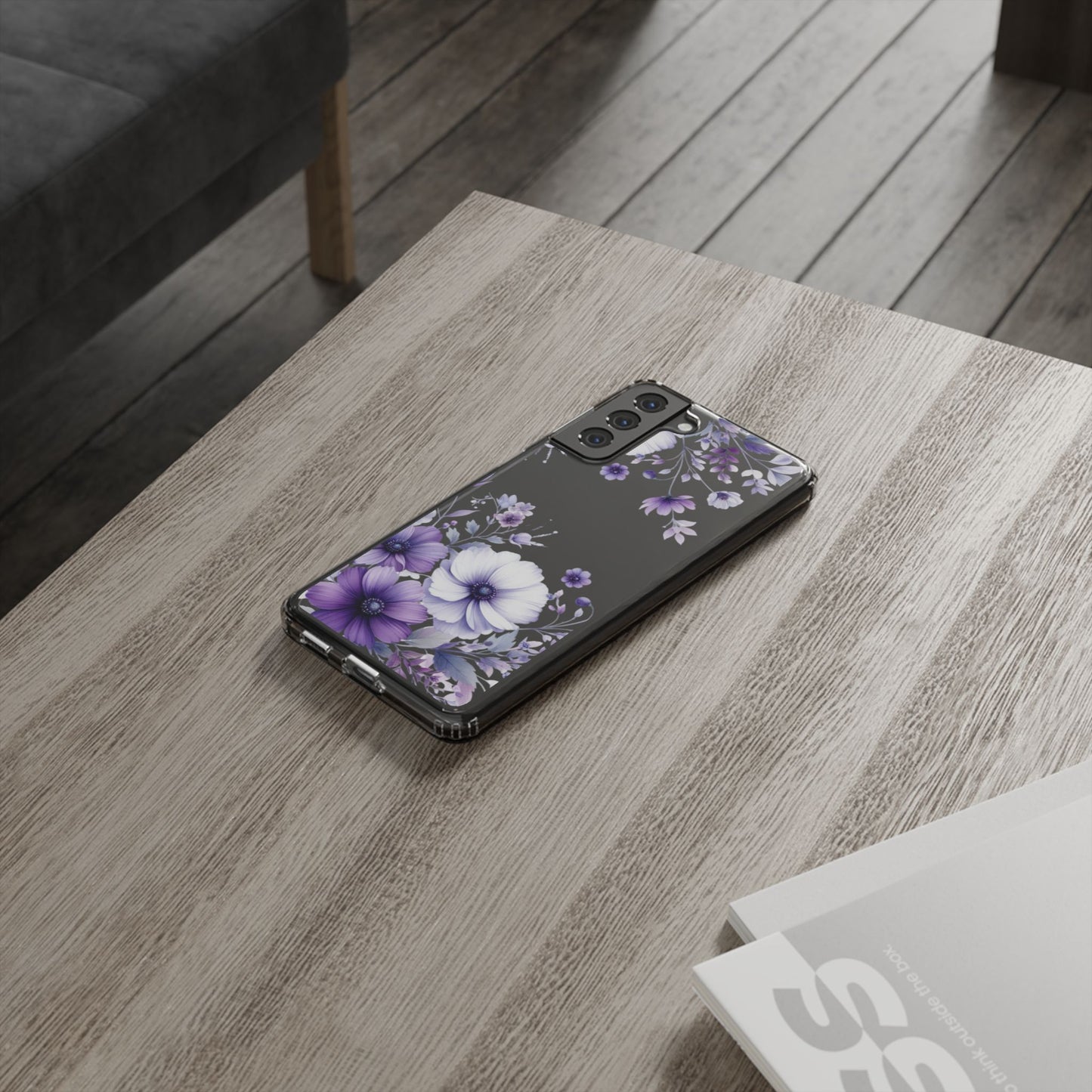 Clear Purple Flower Phone Case