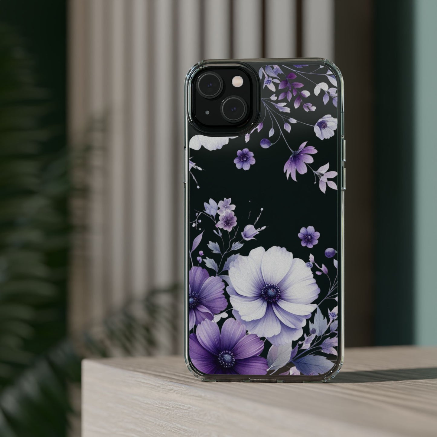 Clear Purple Flower Phone Case