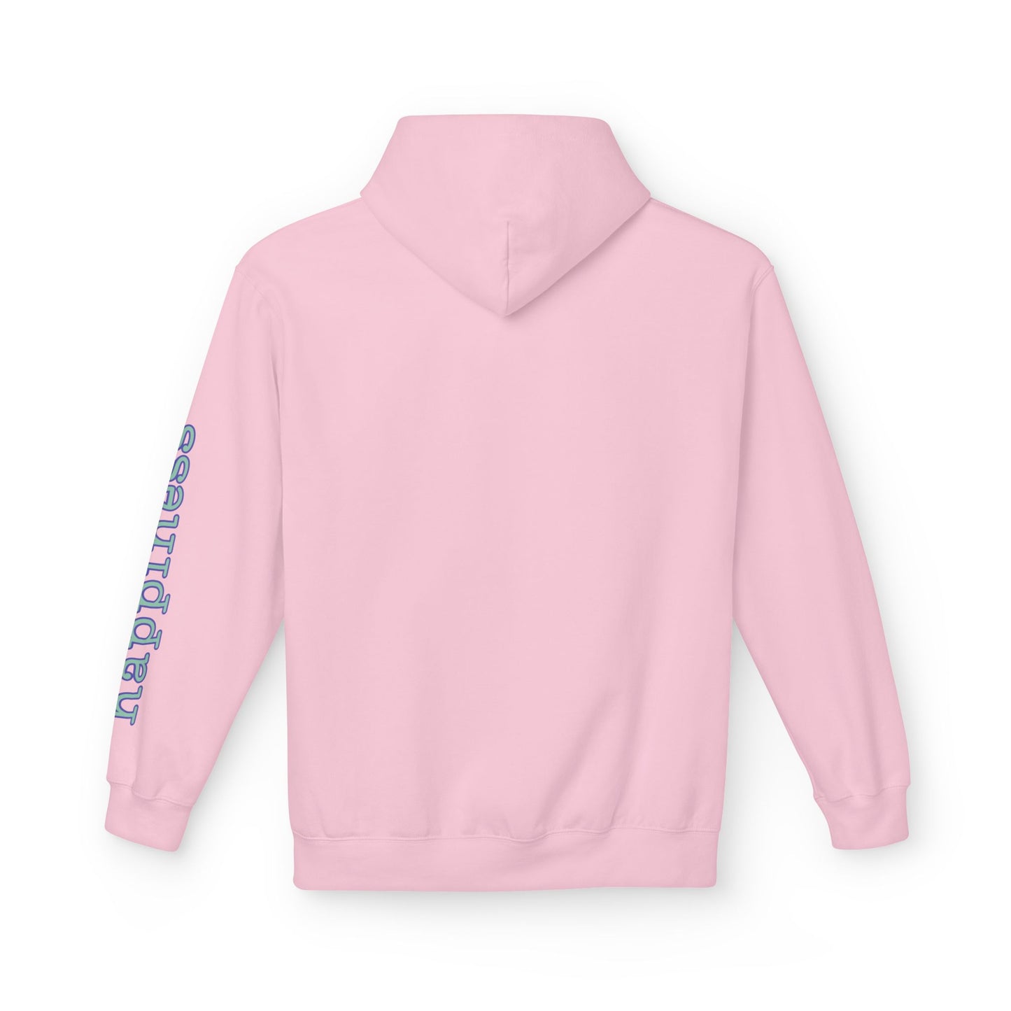 Teal/Purple Smiley Face Hoodie and 'Happiness' Sleeve Design