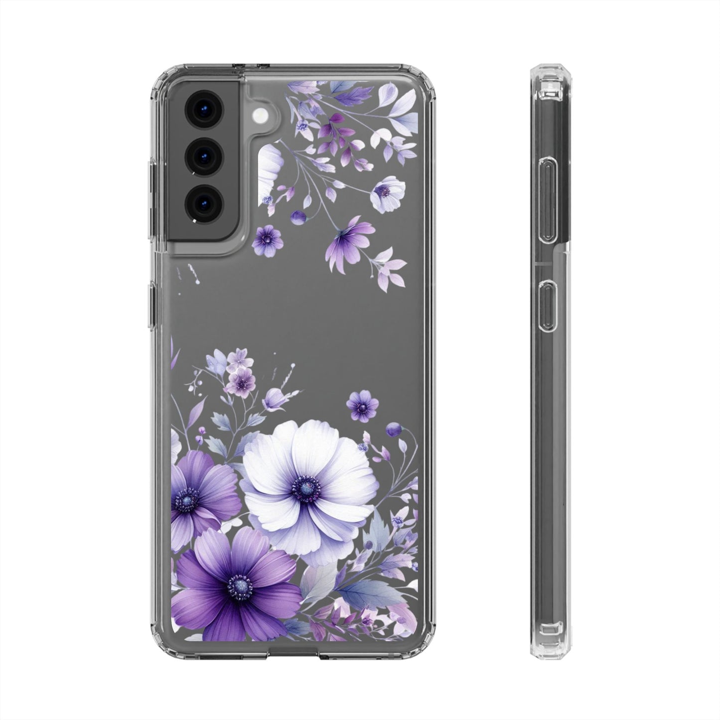 Clear Purple Flower Phone Case