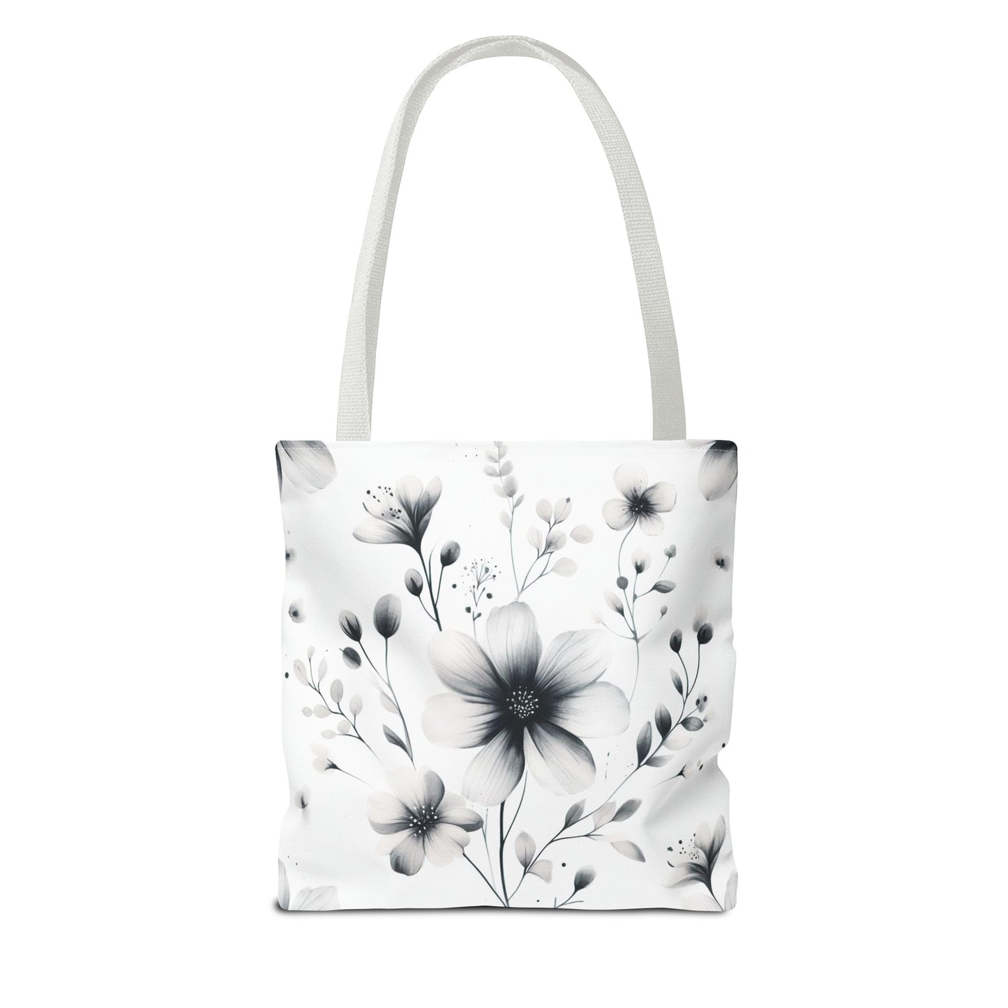 Black and white flower tote bag