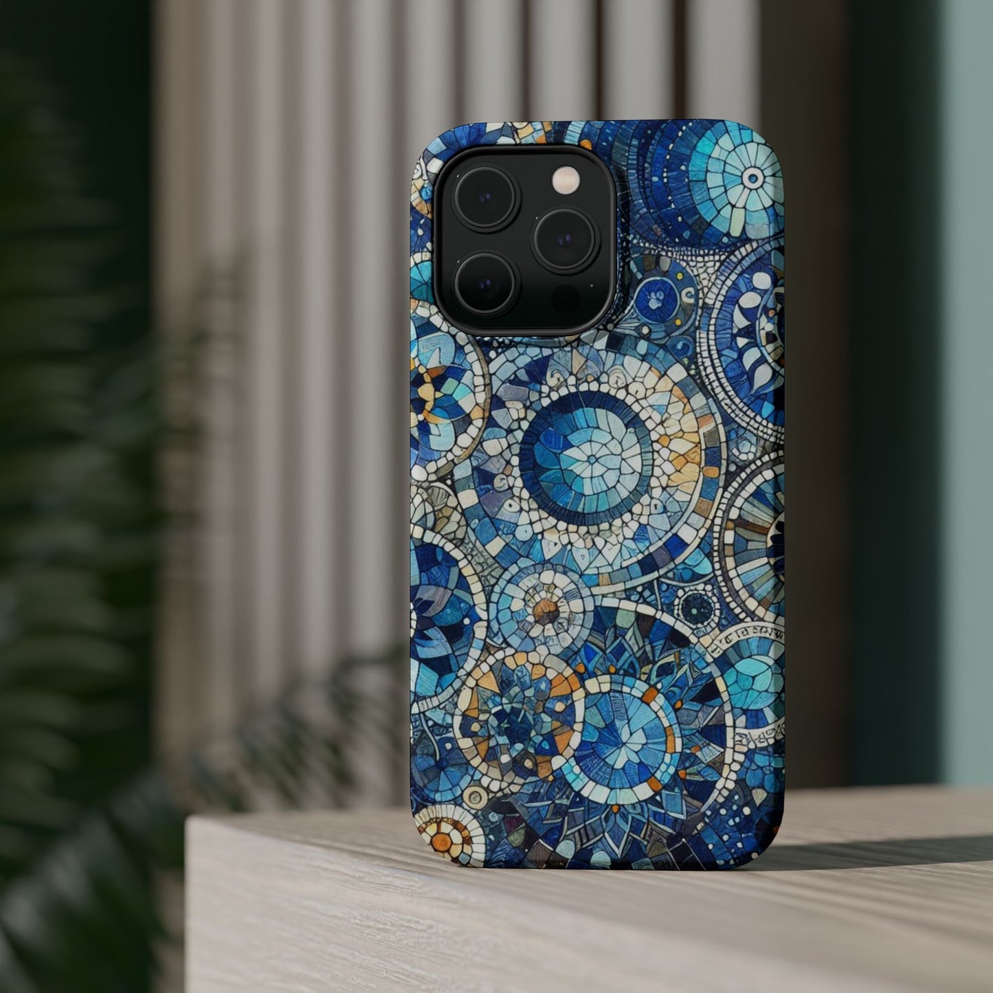 Blue Mosaic Phone Case Magnetic