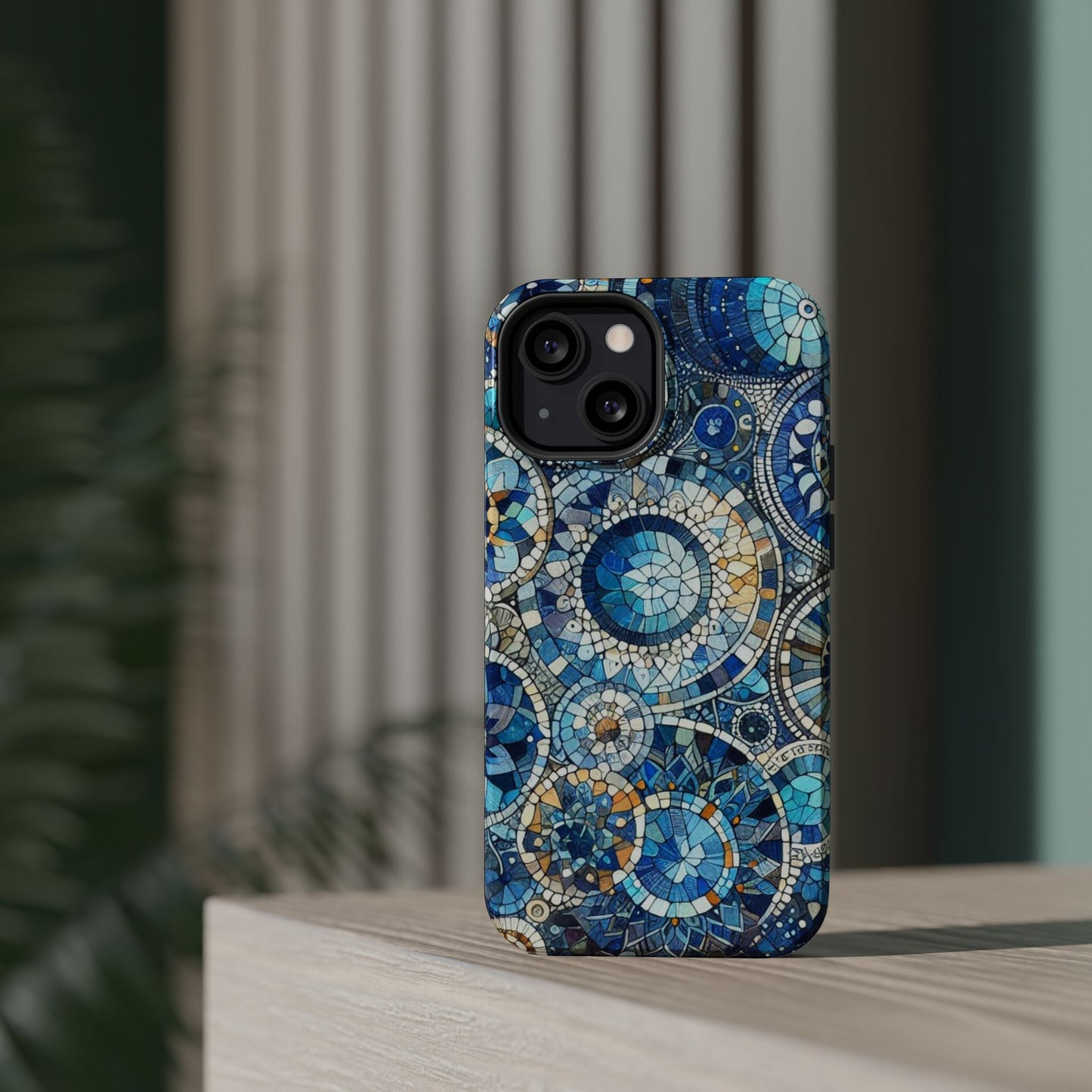 Blue Mosaic Phone Case Magnetic