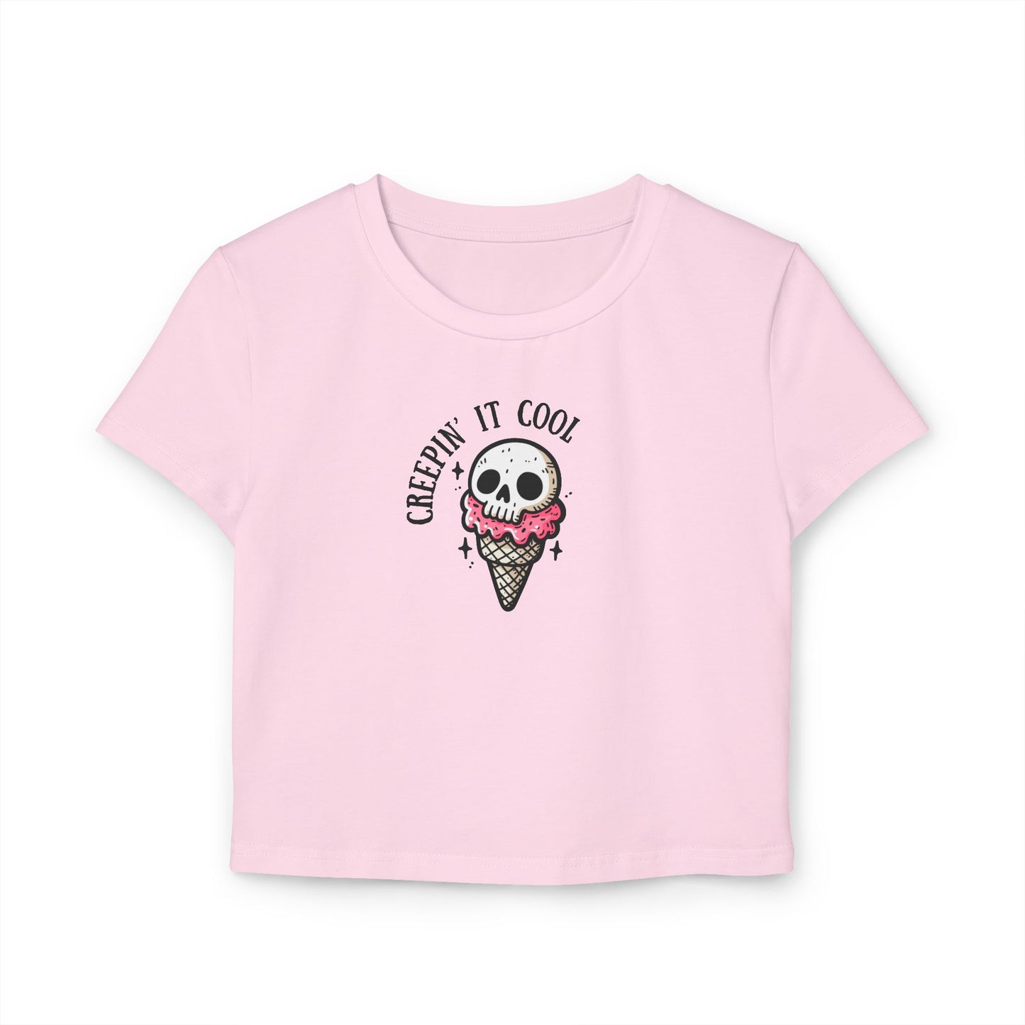Women's Ice cream Skull Baby Tee