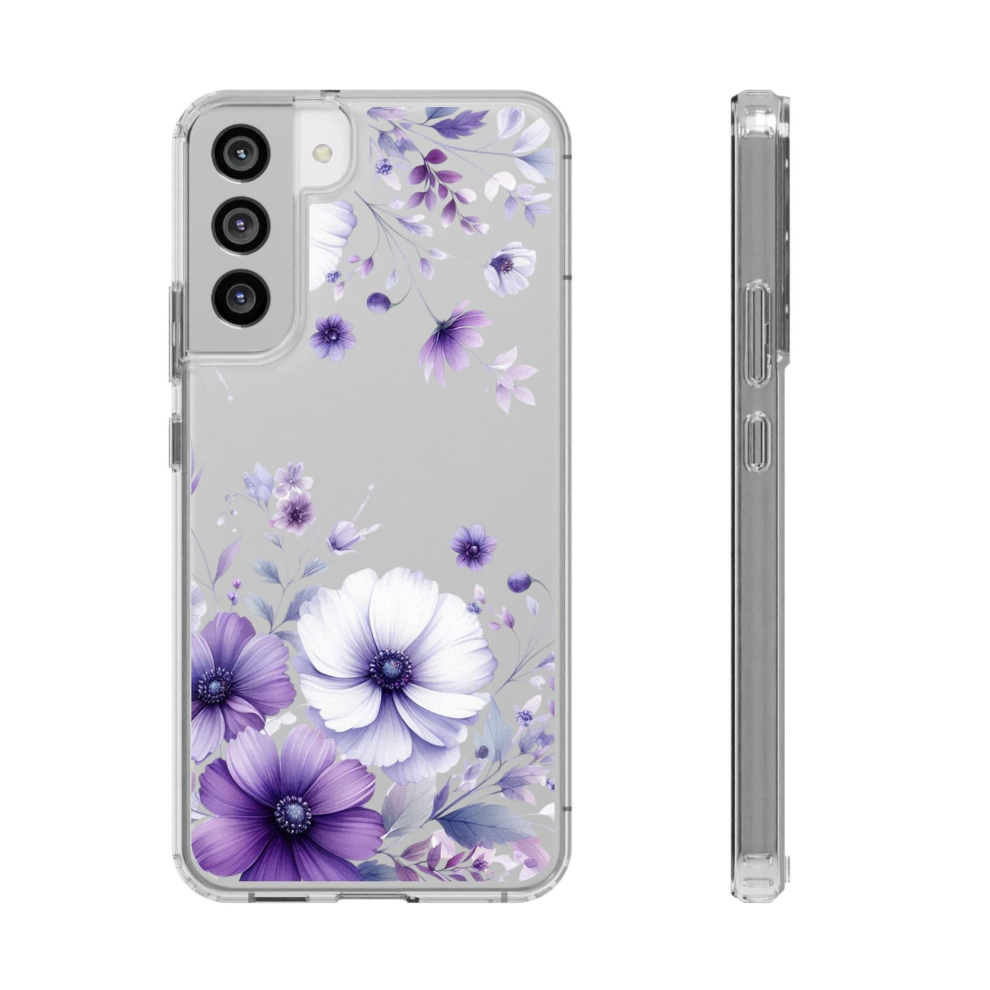 Clear Purple Flower Phone Case