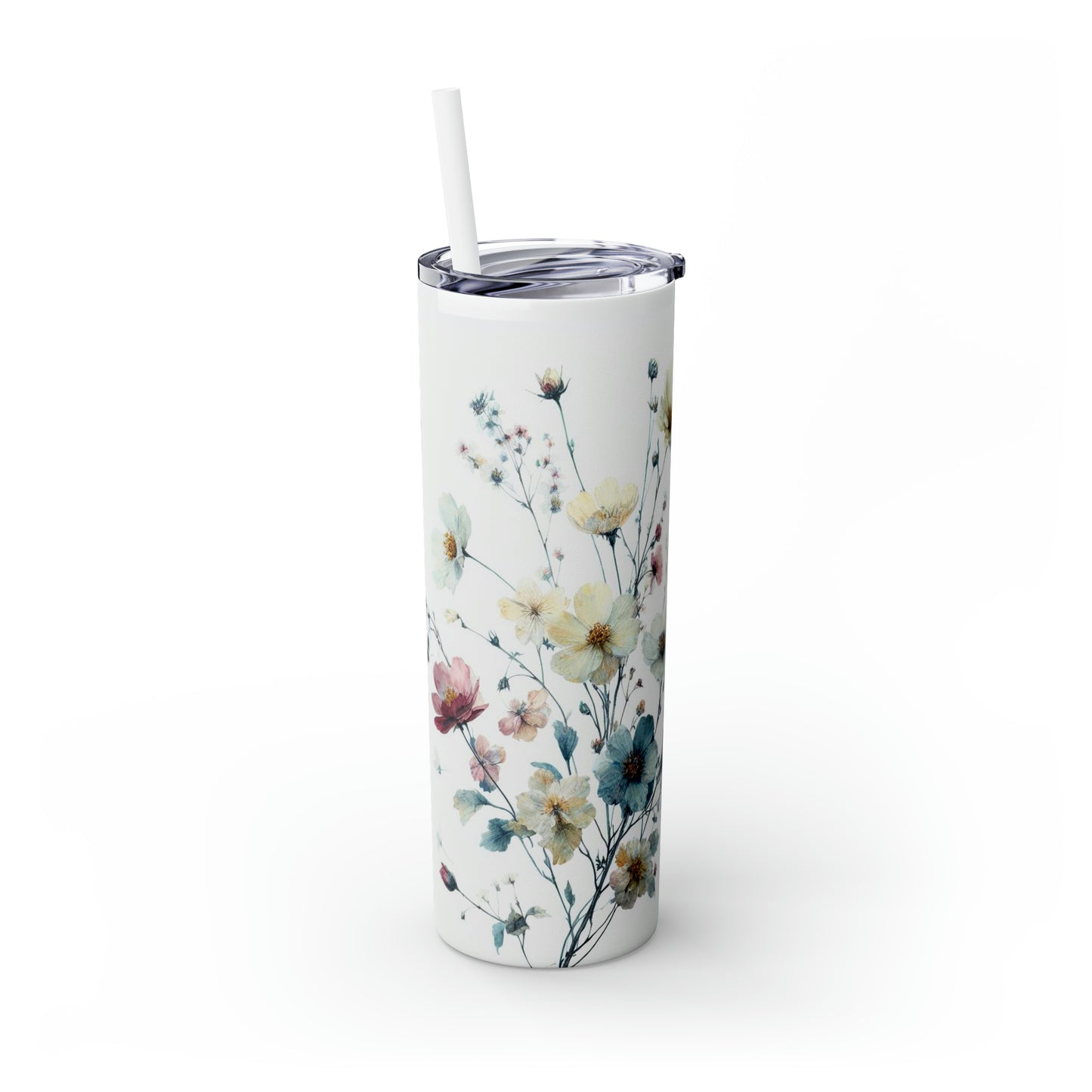 Flower Skinny Tumbler with Straw 20oz