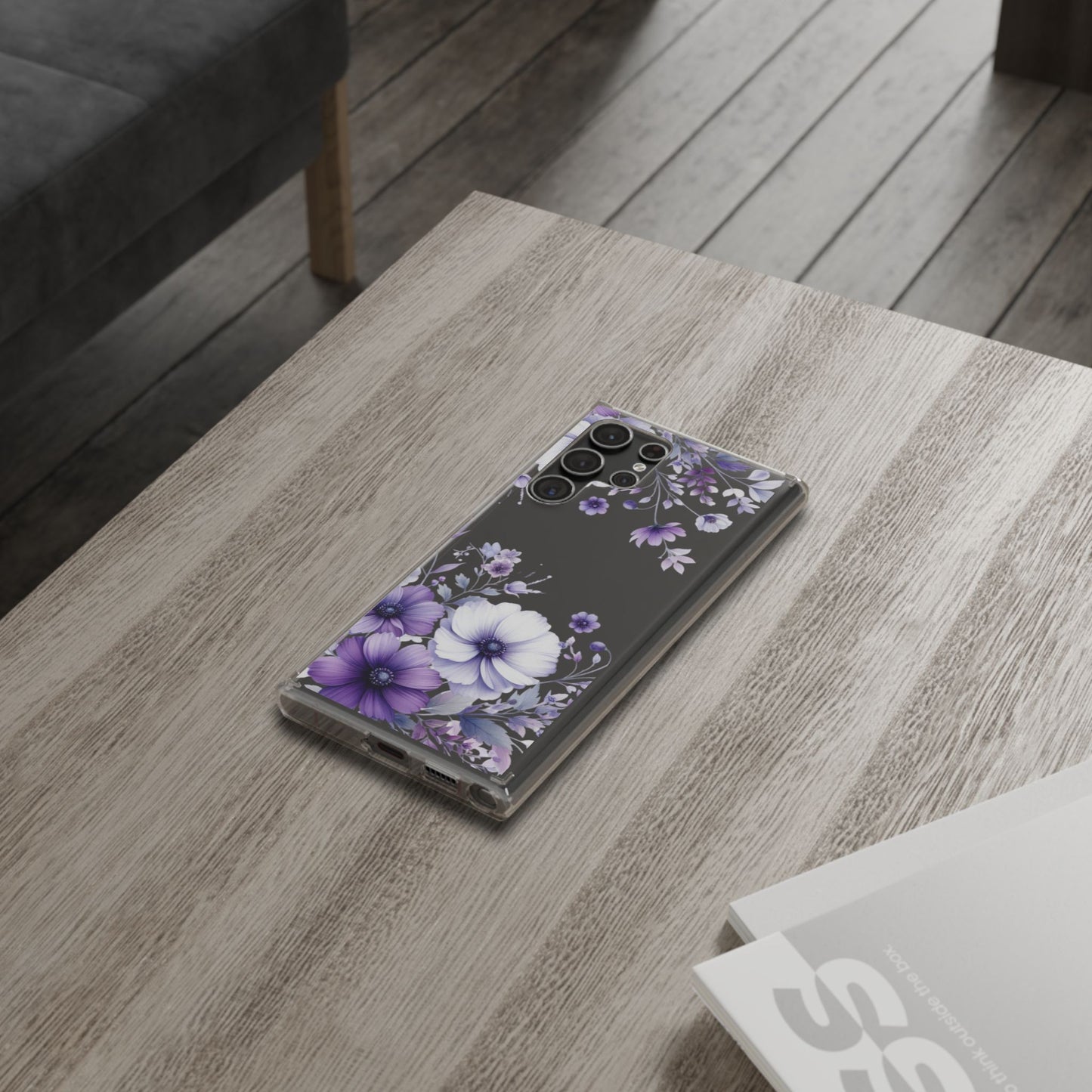 Clear Purple Flower Phone Case