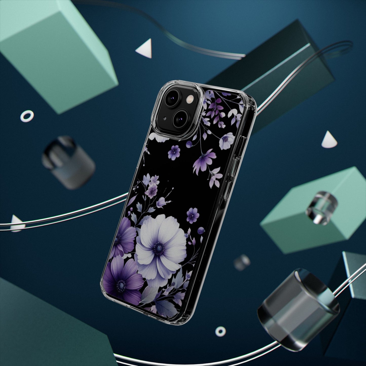 Clear Purple Flower Phone Case