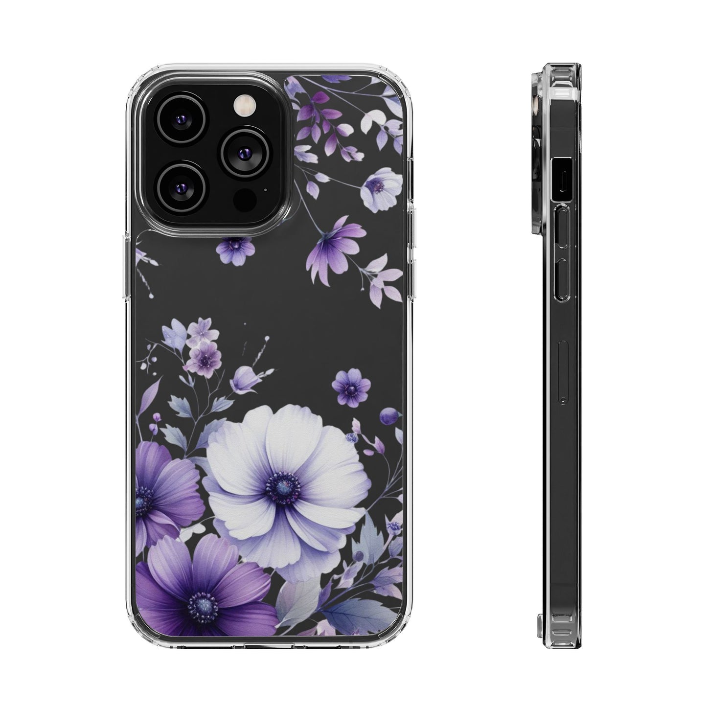 Clear Purple Flower Phone Case