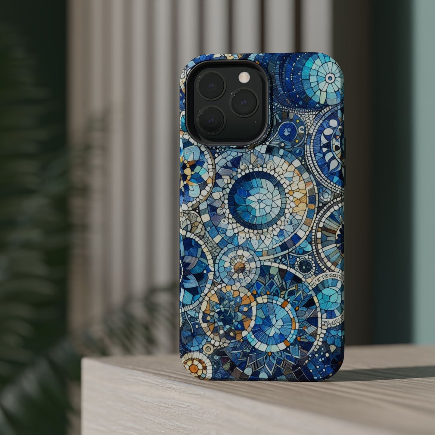 Blue Mosaic Phone Case Magnetic