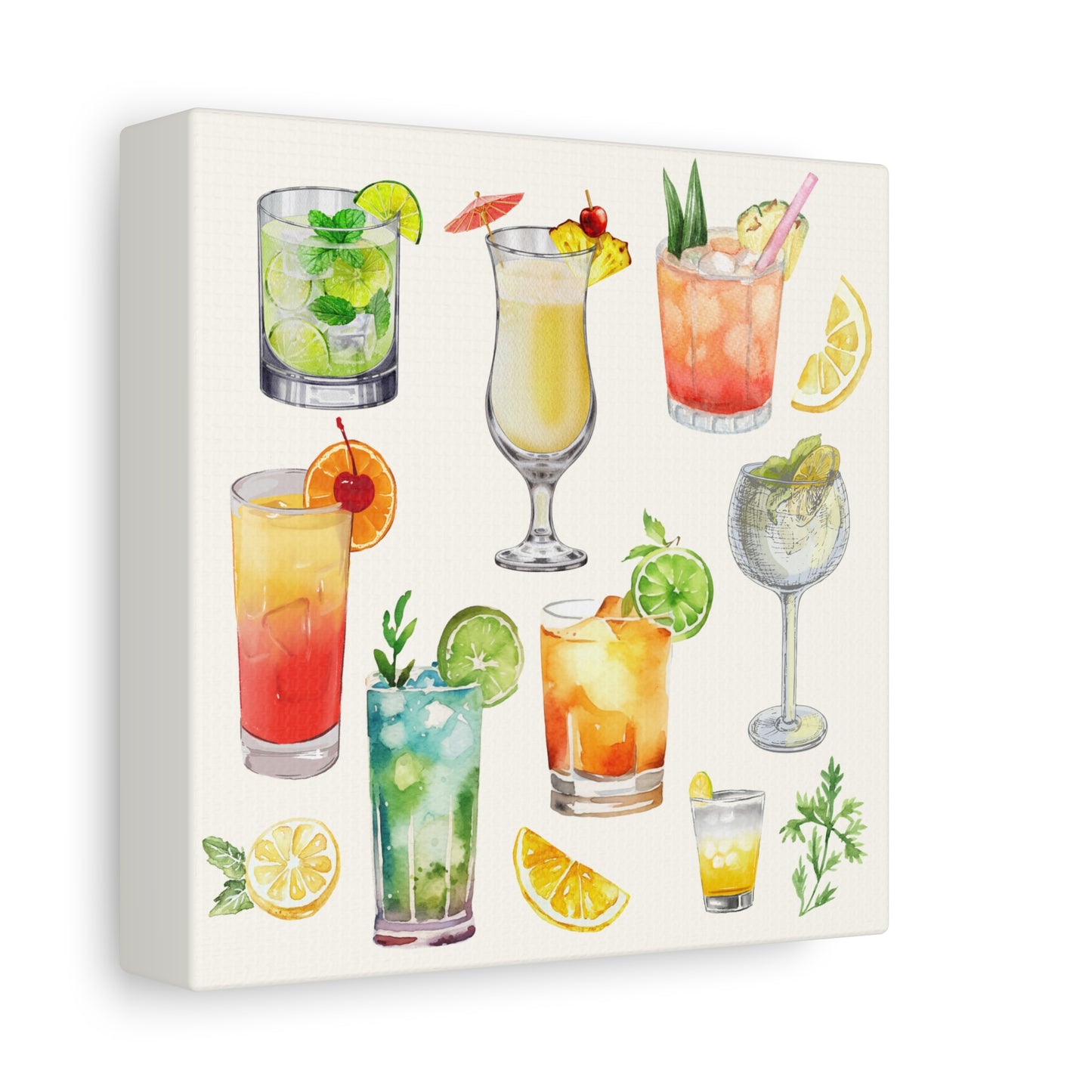 Watercolor Cocktails Canvas