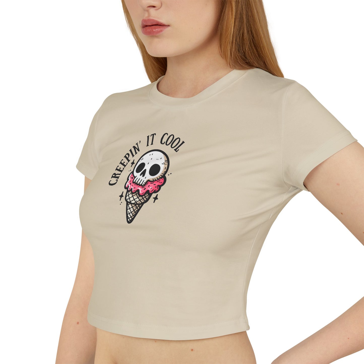 Women's Ice cream Skull Baby Tee