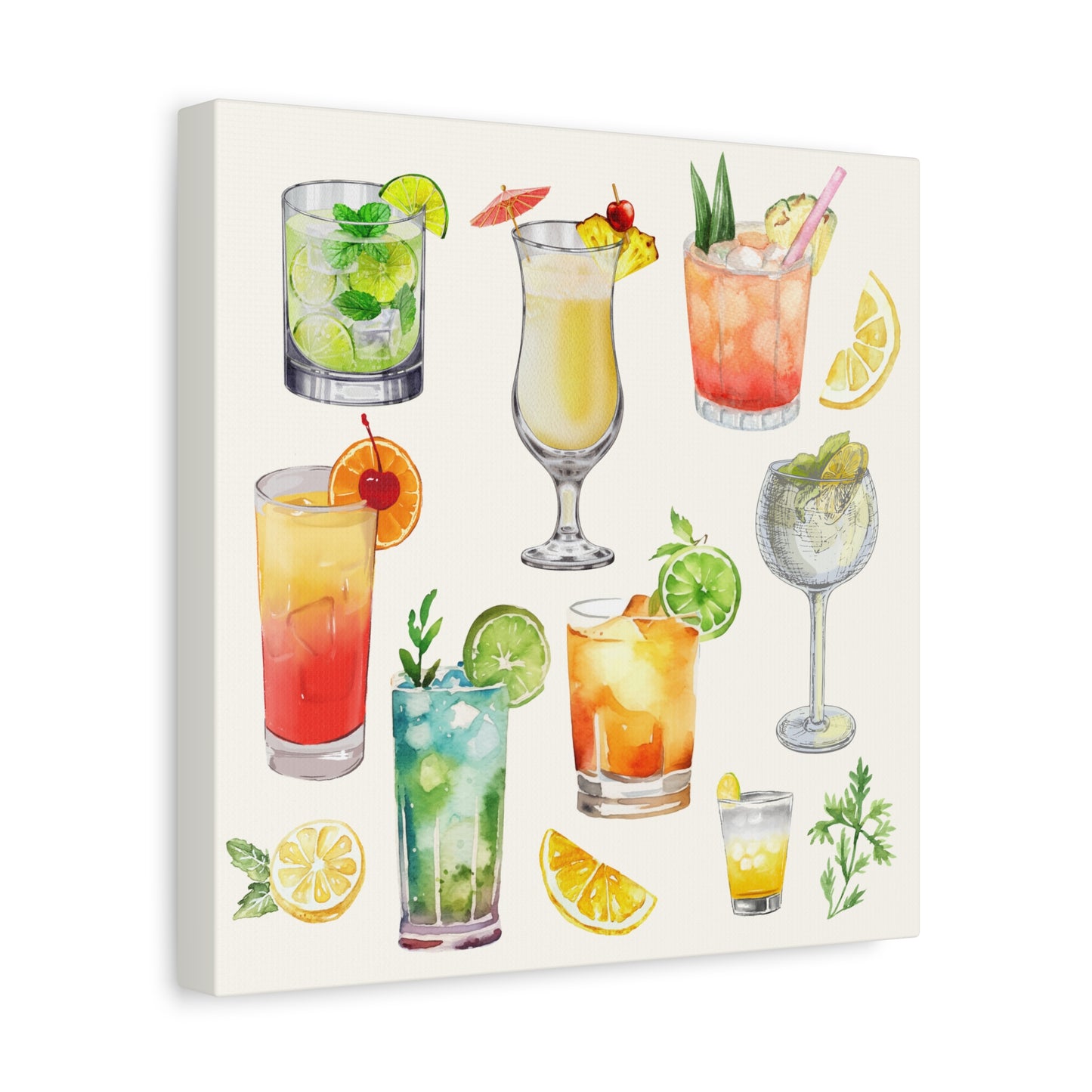 Watercolor Cocktails Canvas