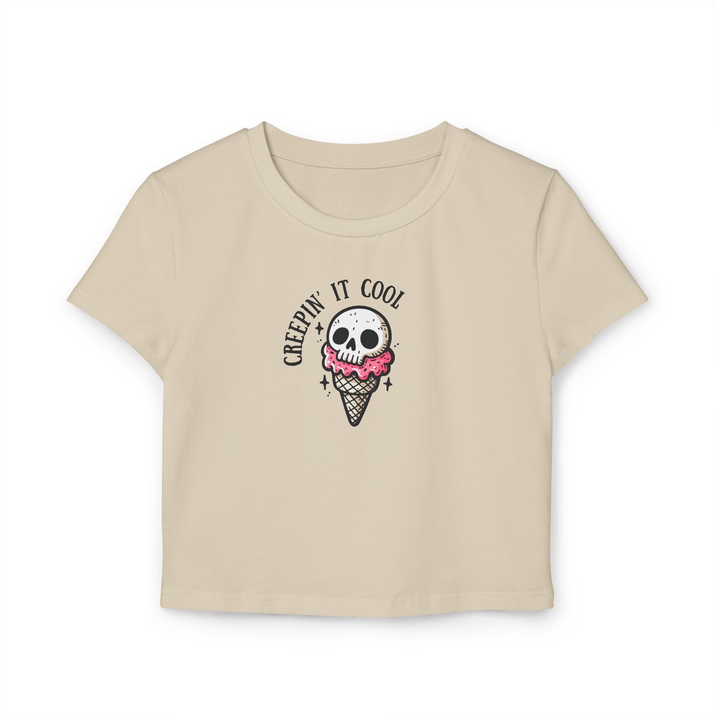 Women's Ice cream Skull Baby Tee