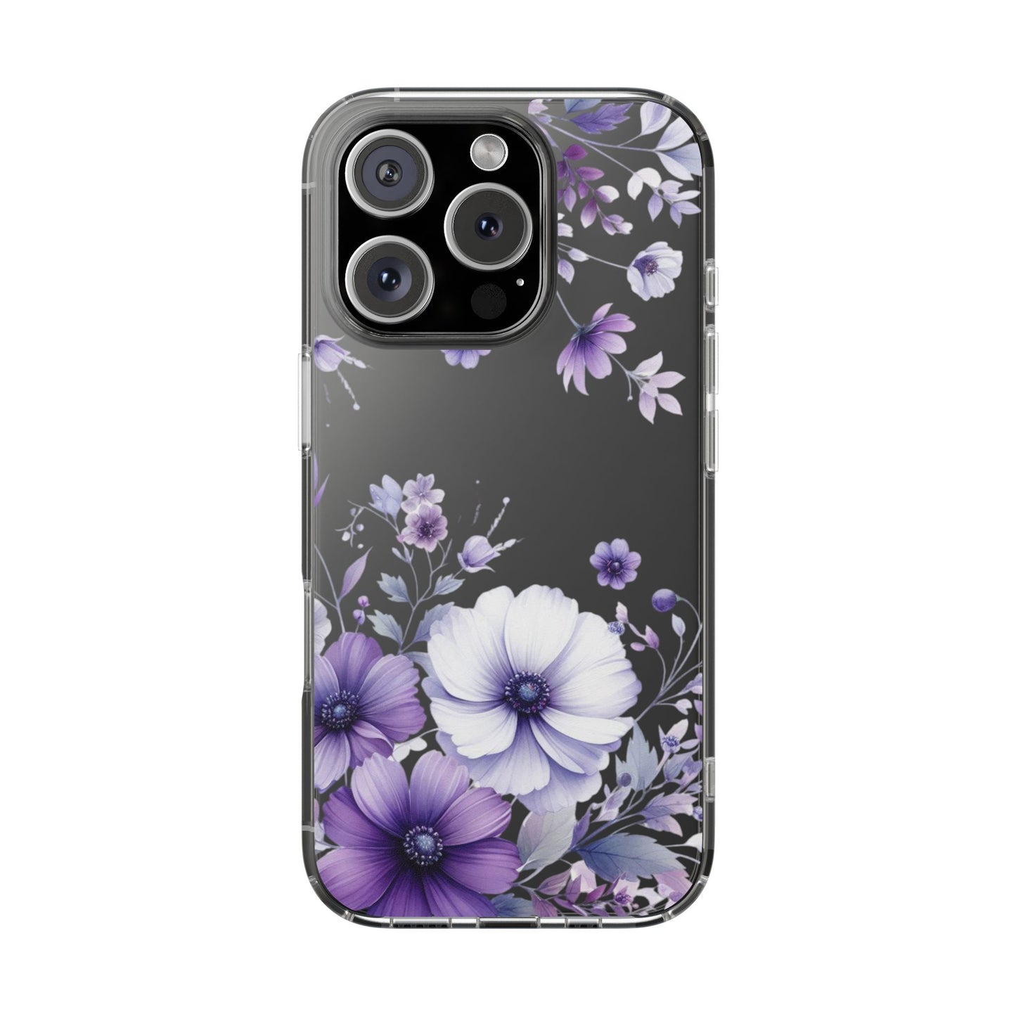 Clear Purple Flower Phone Case