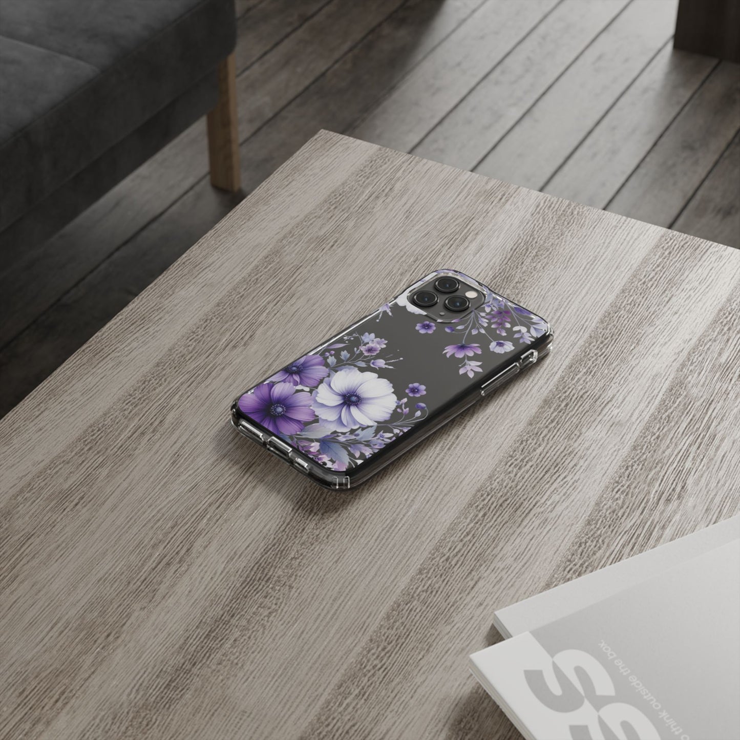 Clear Purple Flower Phone Case