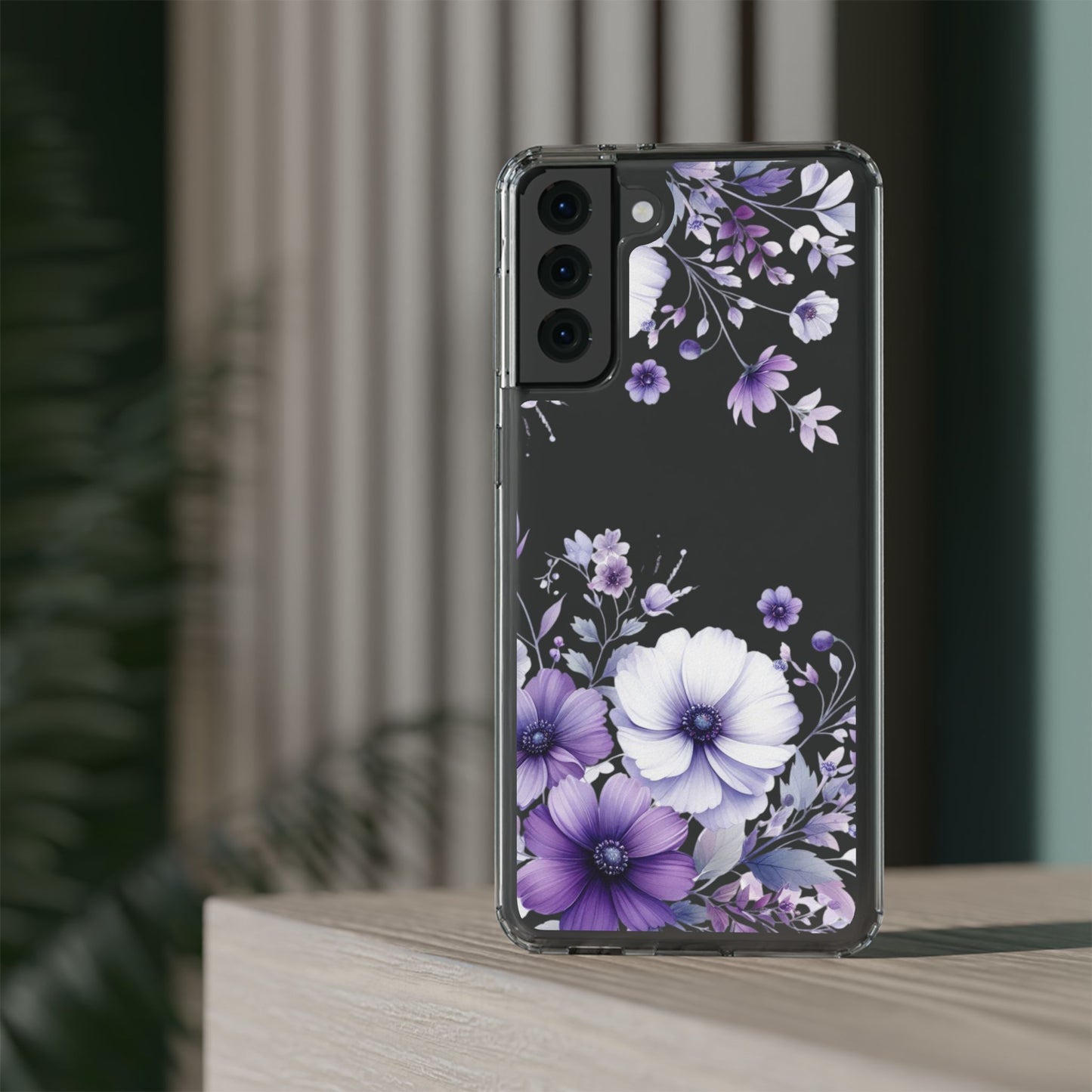 Clear Purple Flower Phone Case
