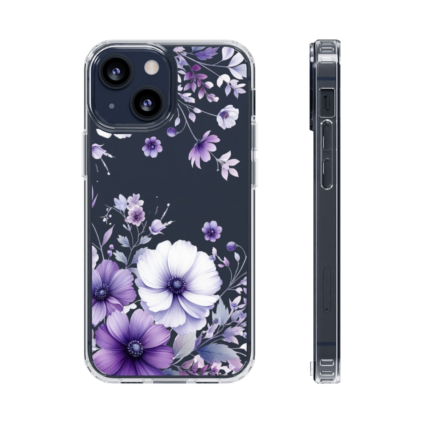 Clear Purple Flower Phone Case