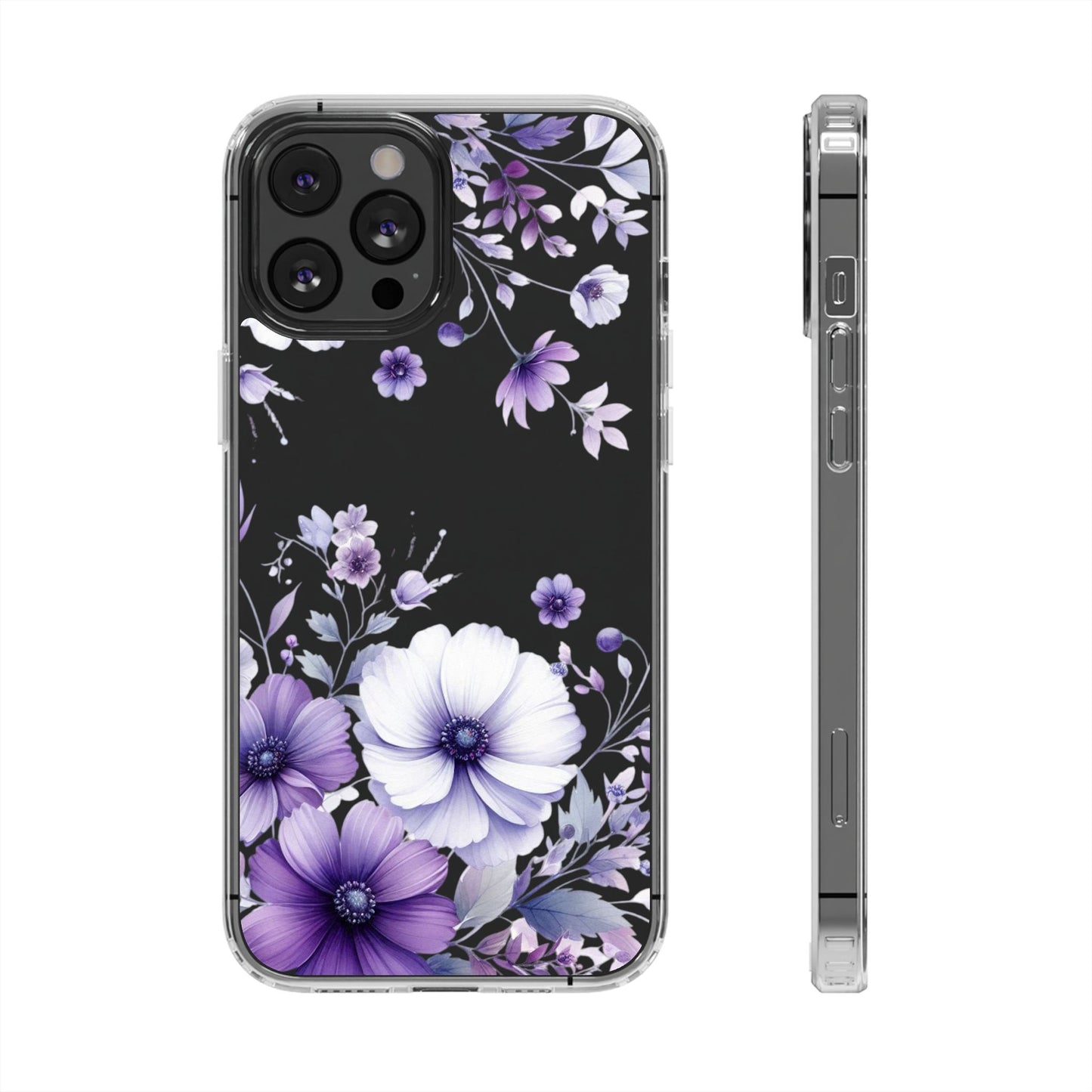 Clear Purple Flower Phone Case