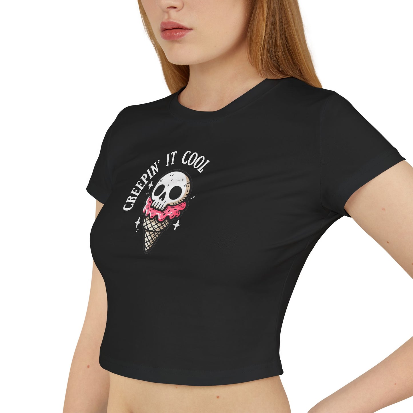 Women's Ice cream Skull Baby Tee