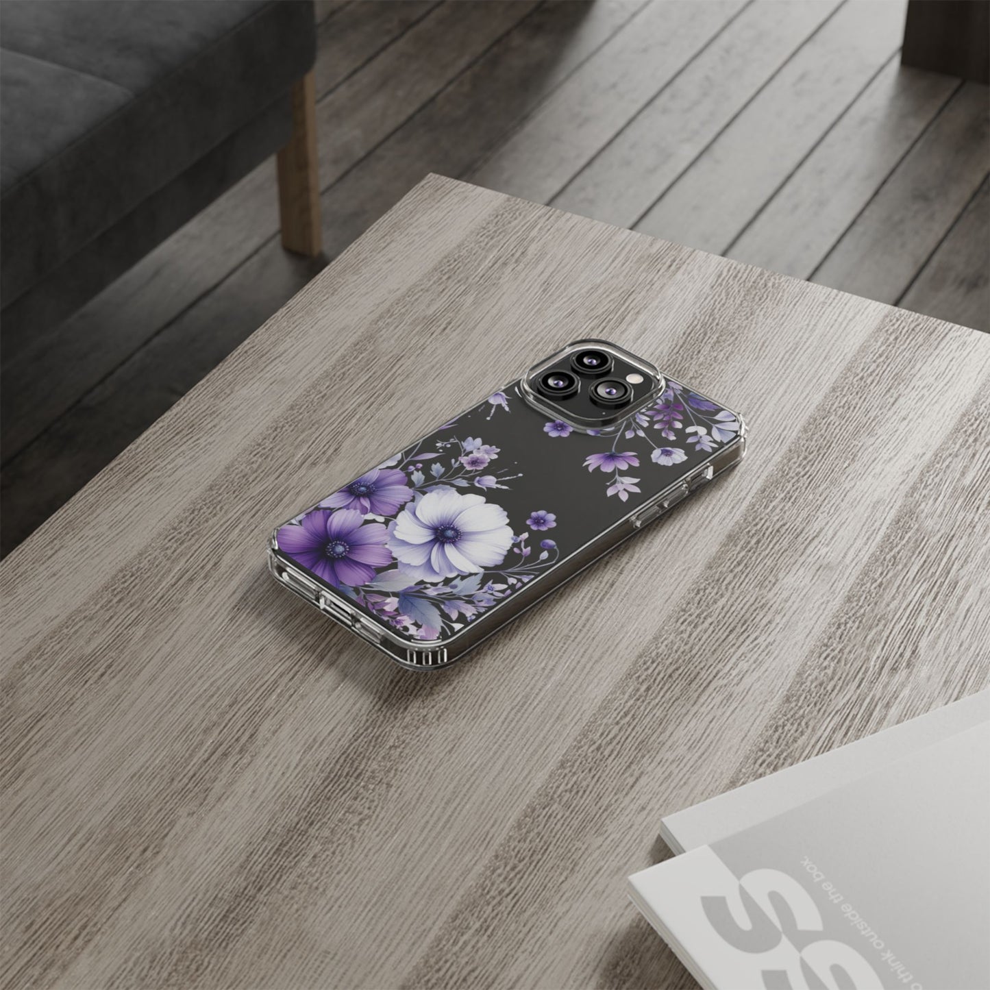 Clear Purple Flower Phone Case