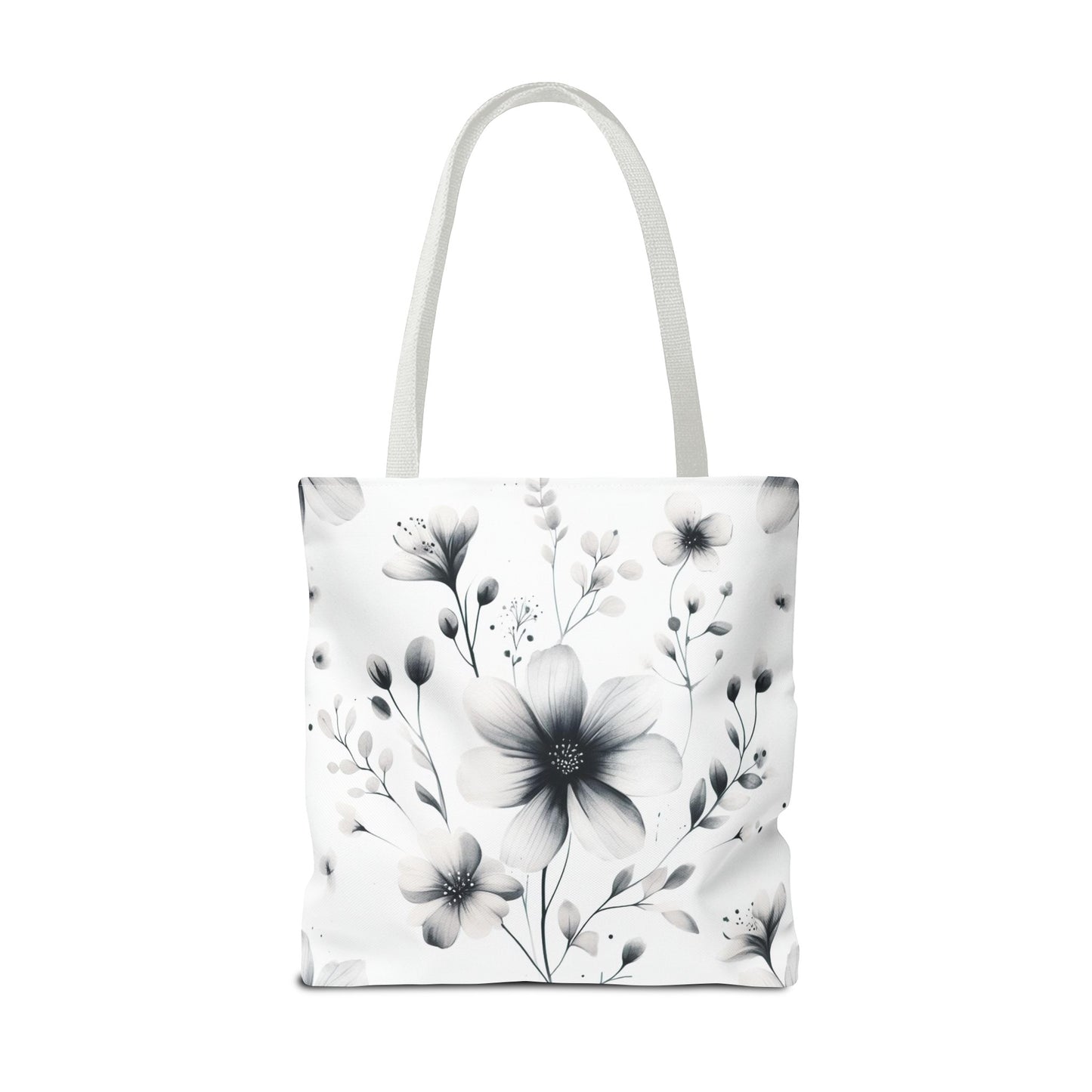 Black and white flower tote bag