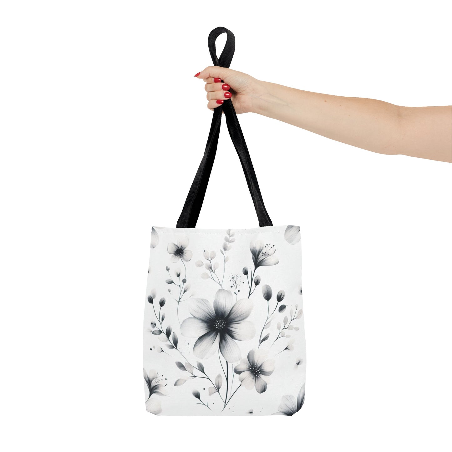 Black and white flower tote bag