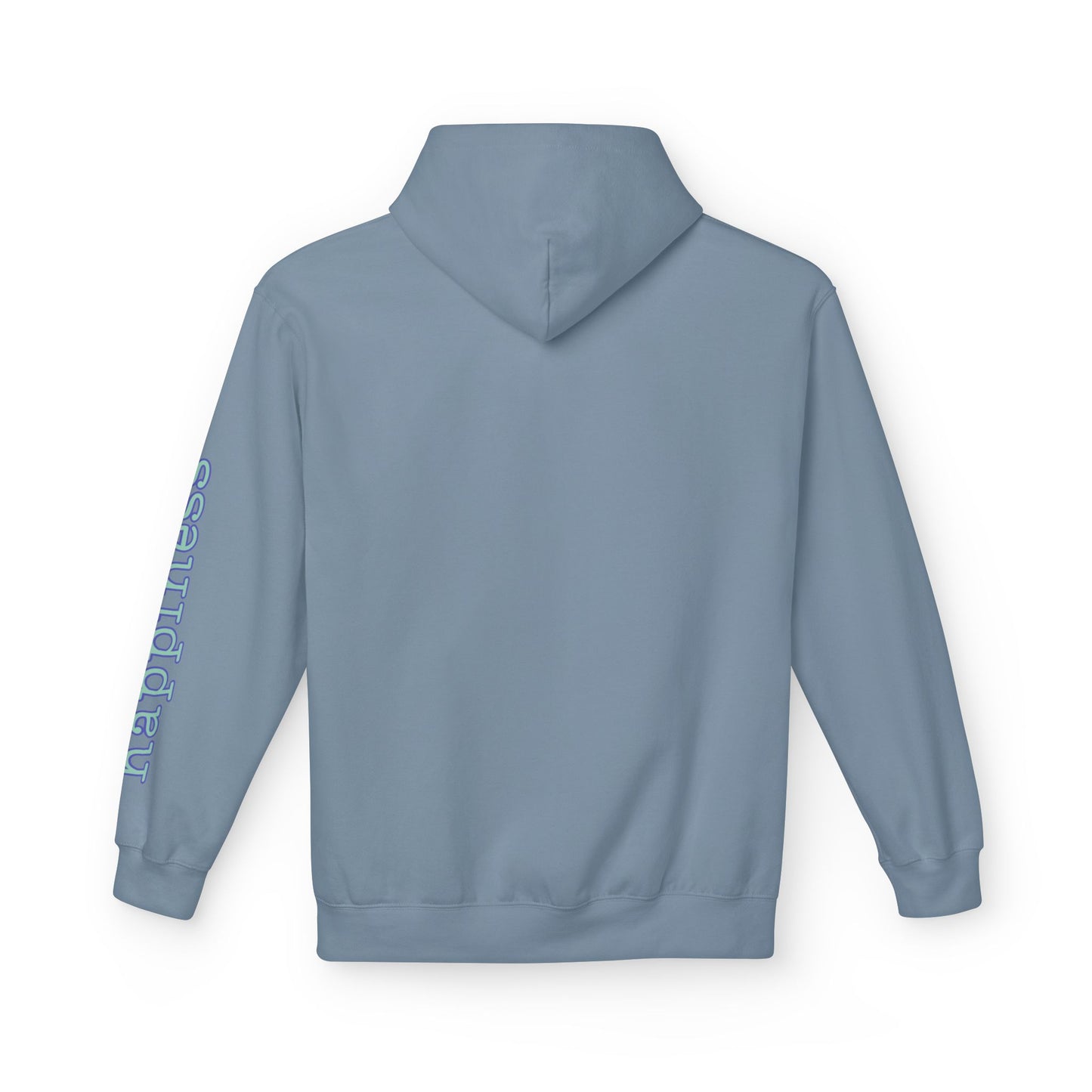 Teal/Purple Smiley Face Hoodie and 'Happiness' Sleeve Design