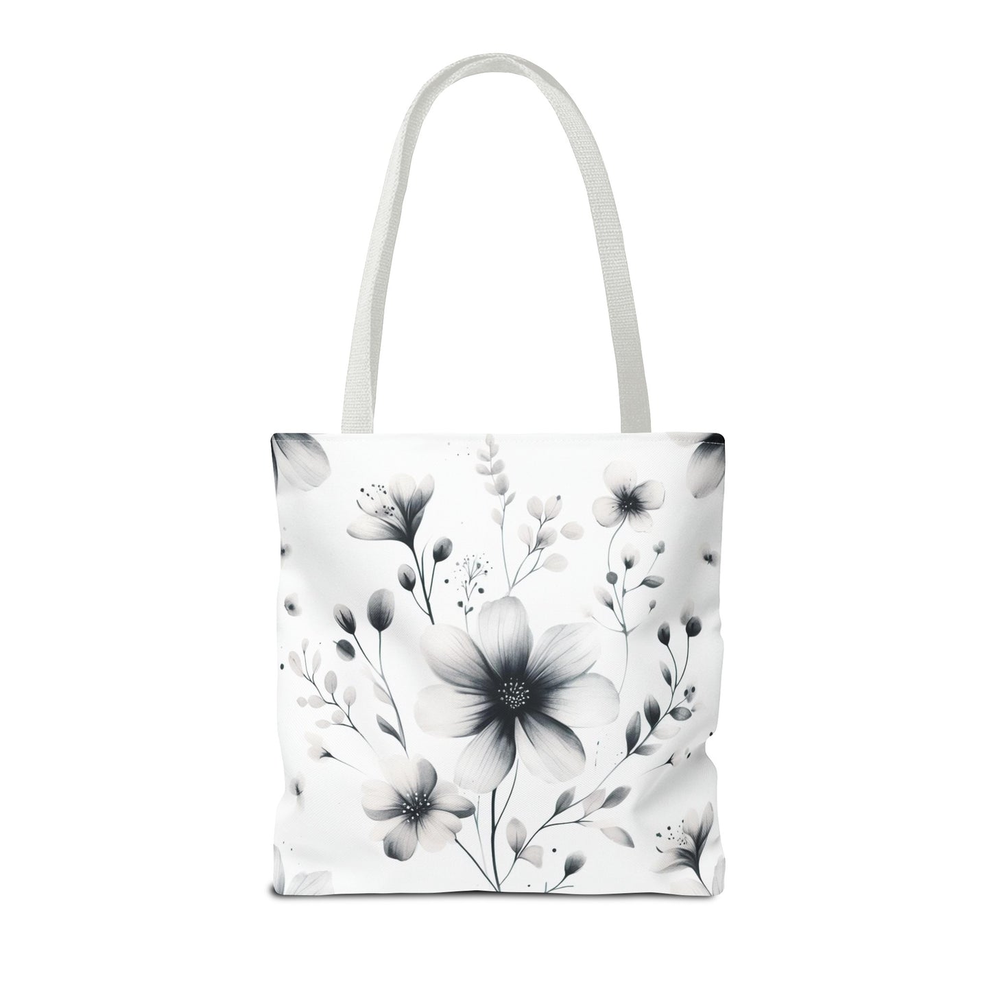 Black and white flower tote bag