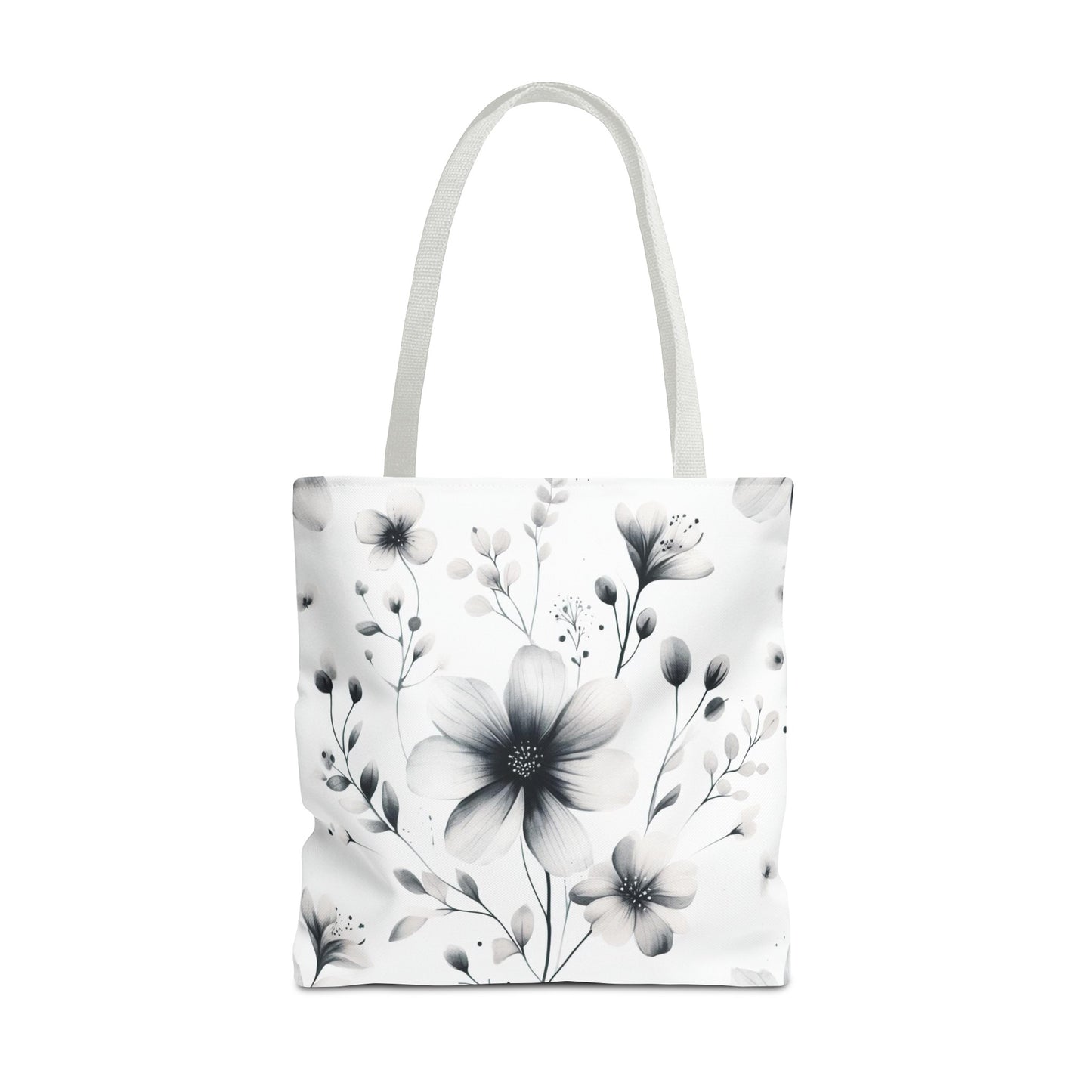 Black and white flower tote bag