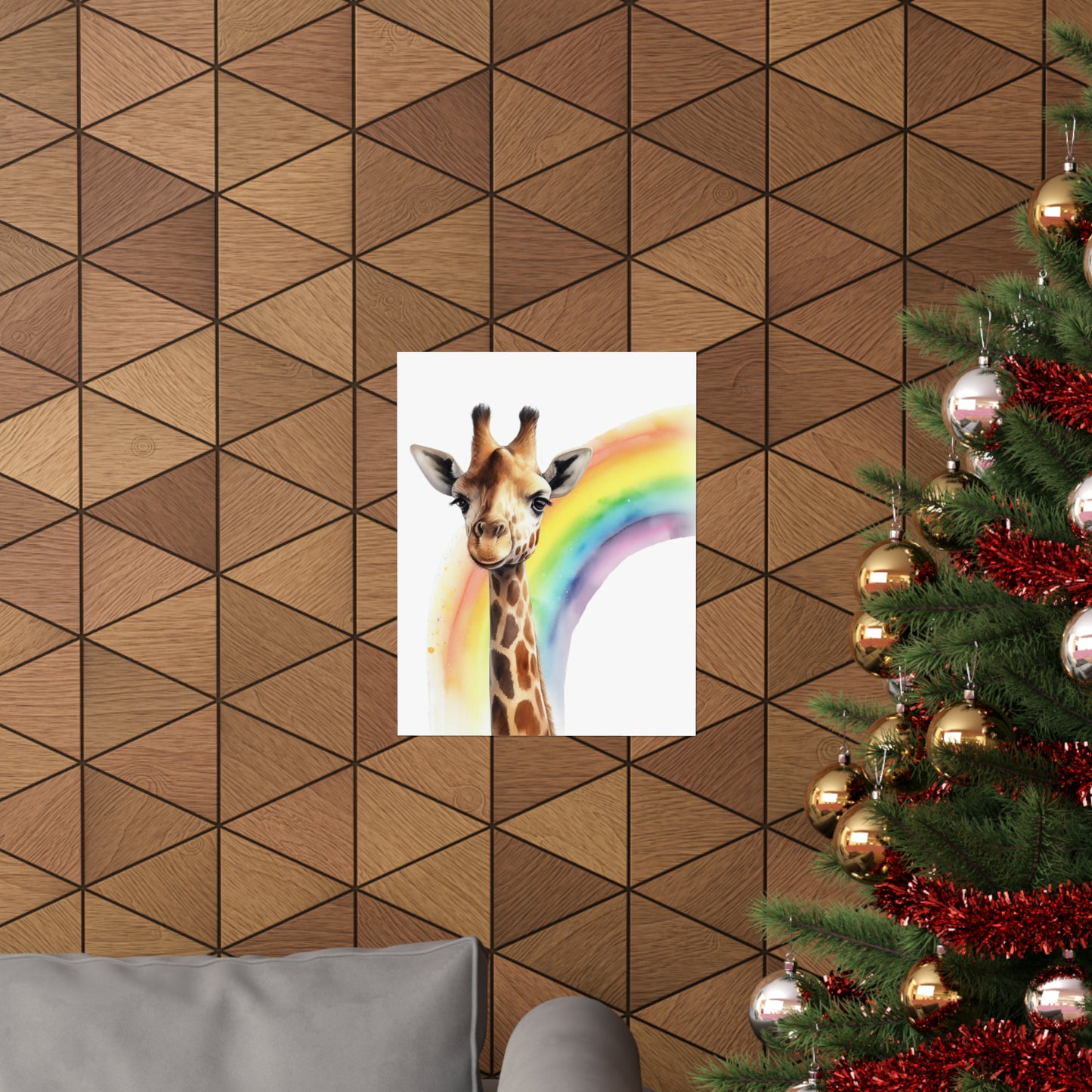 Giraffe rainbow poster