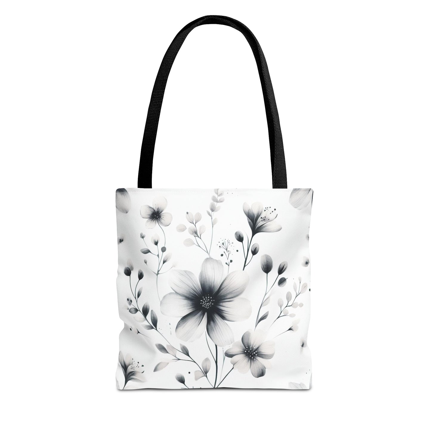 Black and white flower tote bag