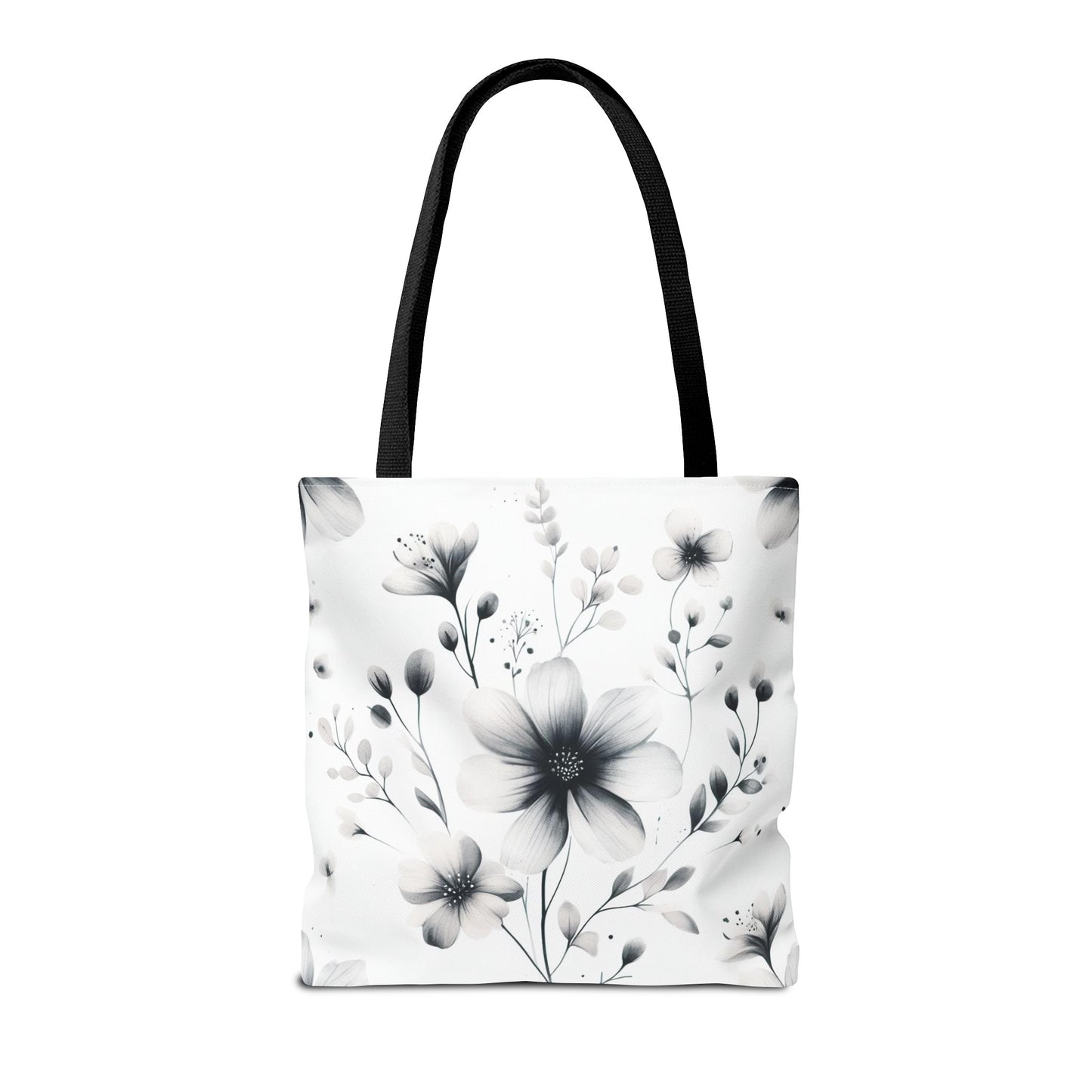 Black and white flower tote bag