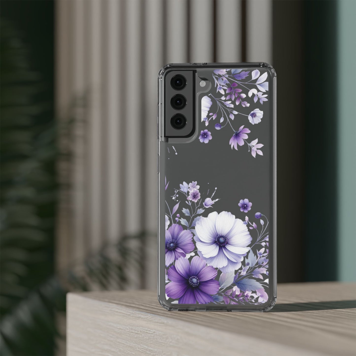 Clear Purple Flower Phone Case