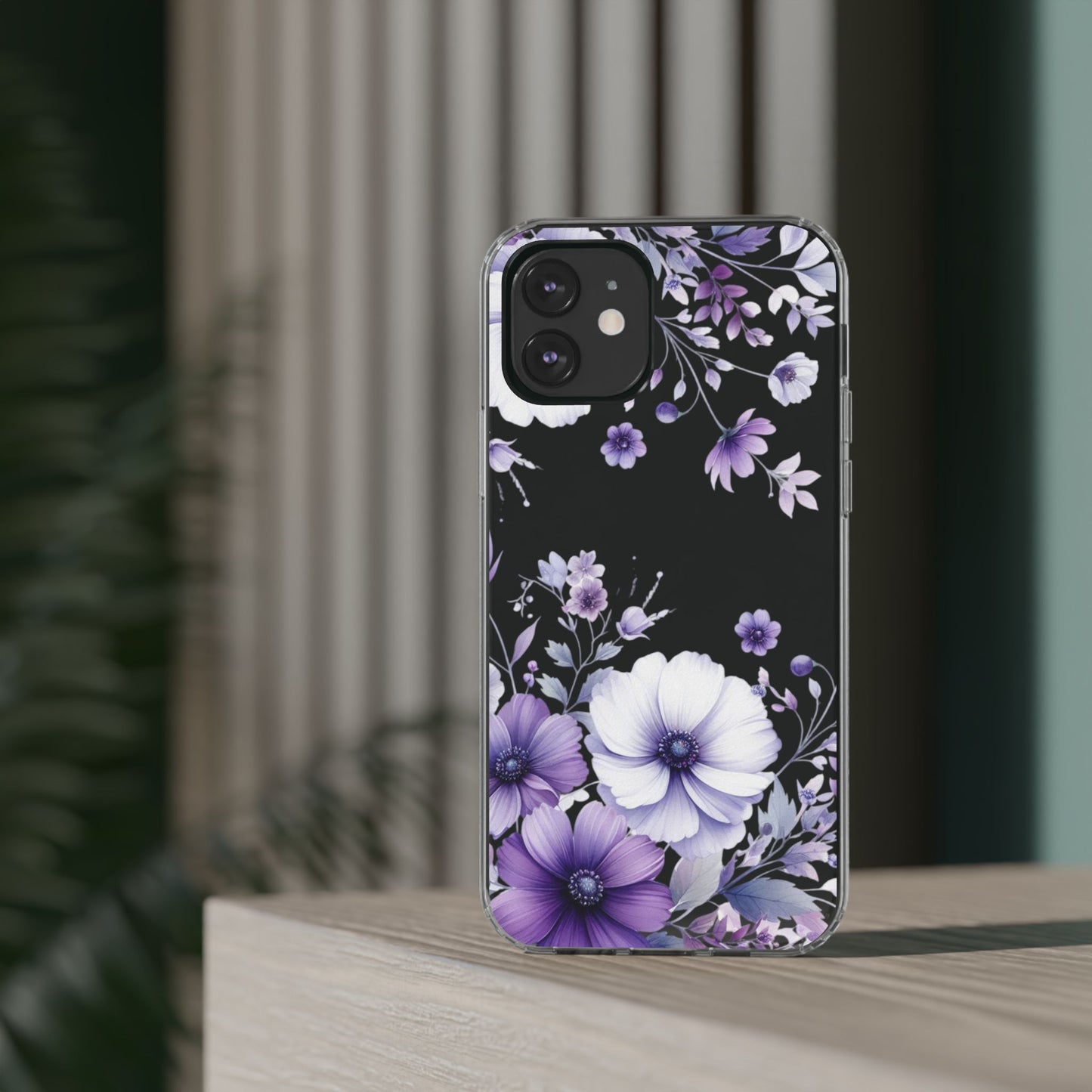 Clear Purple Flower Phone Case