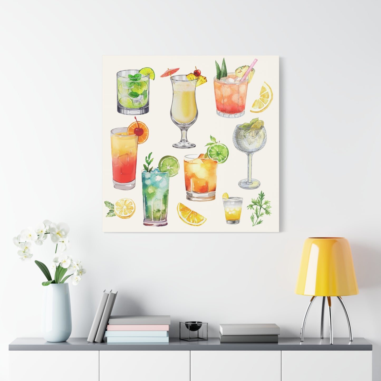 Watercolor Cocktails Canvas