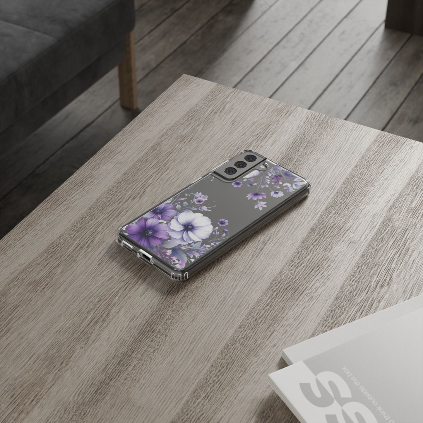 Clear Purple Flower Phone Case