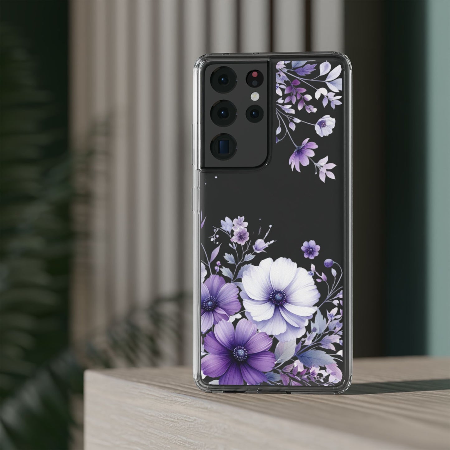 Clear Purple Flower Phone Case
