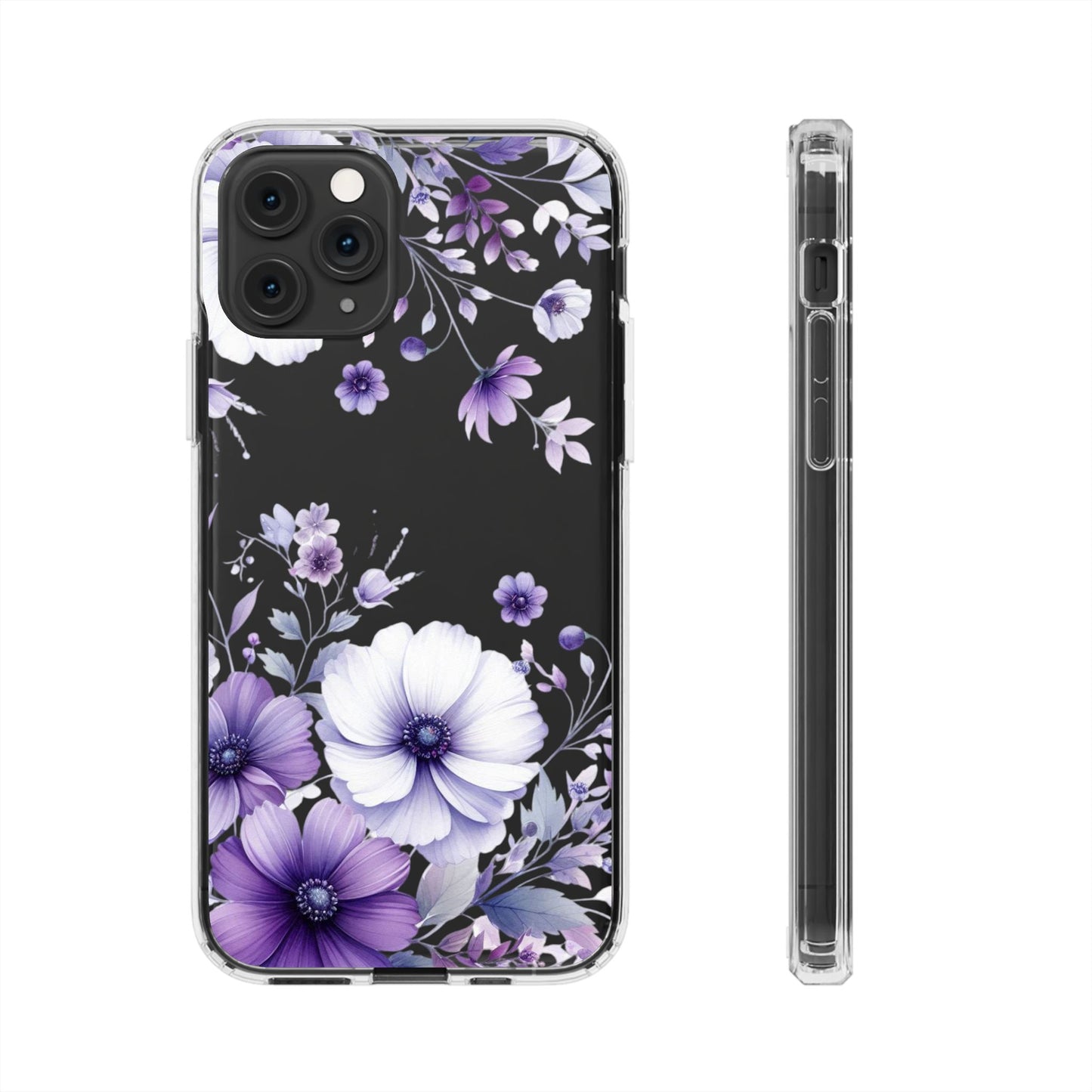 Clear Purple Flower Phone Case