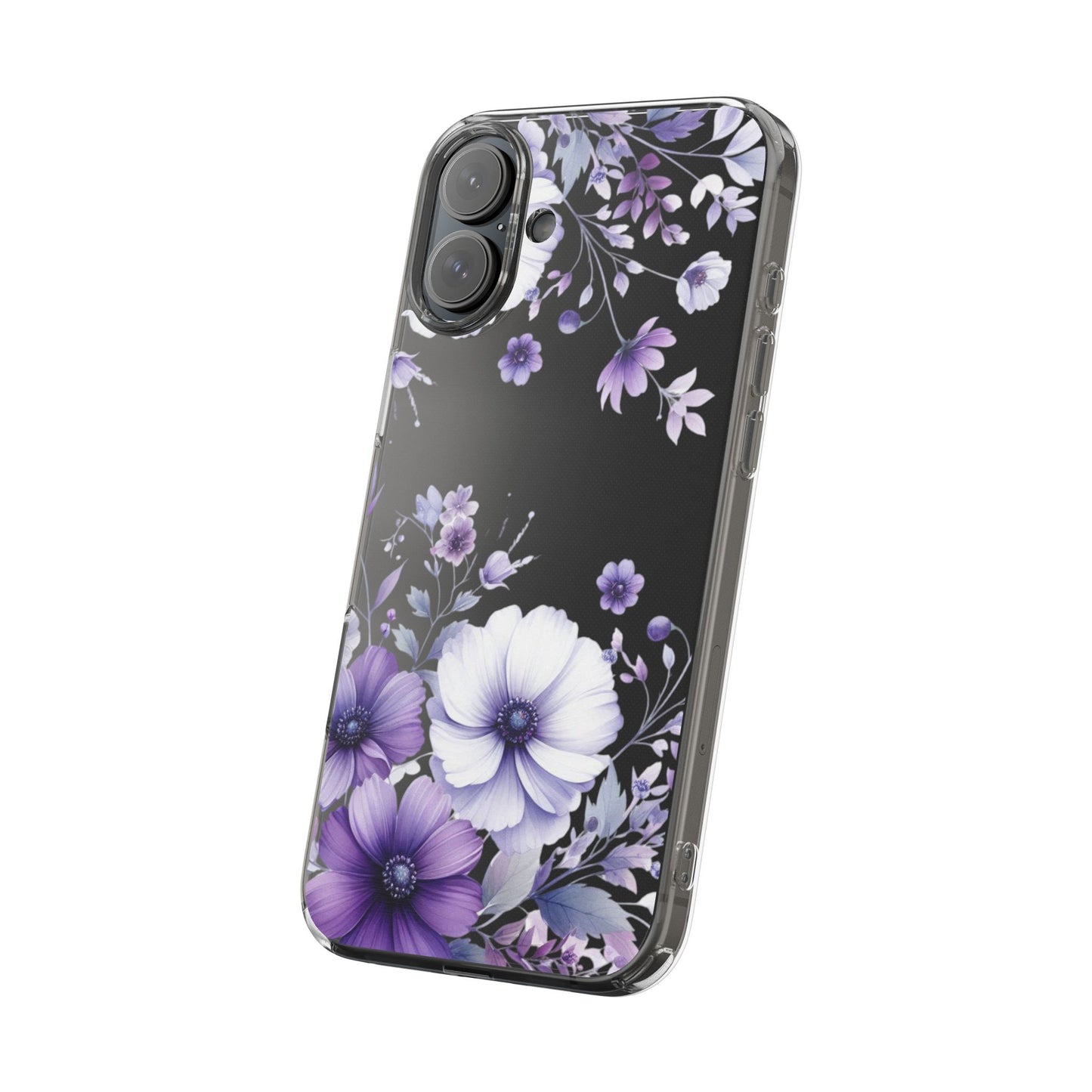 Clear Purple Flower Phone Case