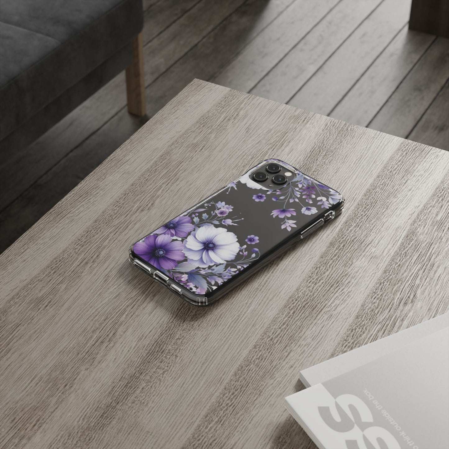 Clear Purple Flower Phone Case
