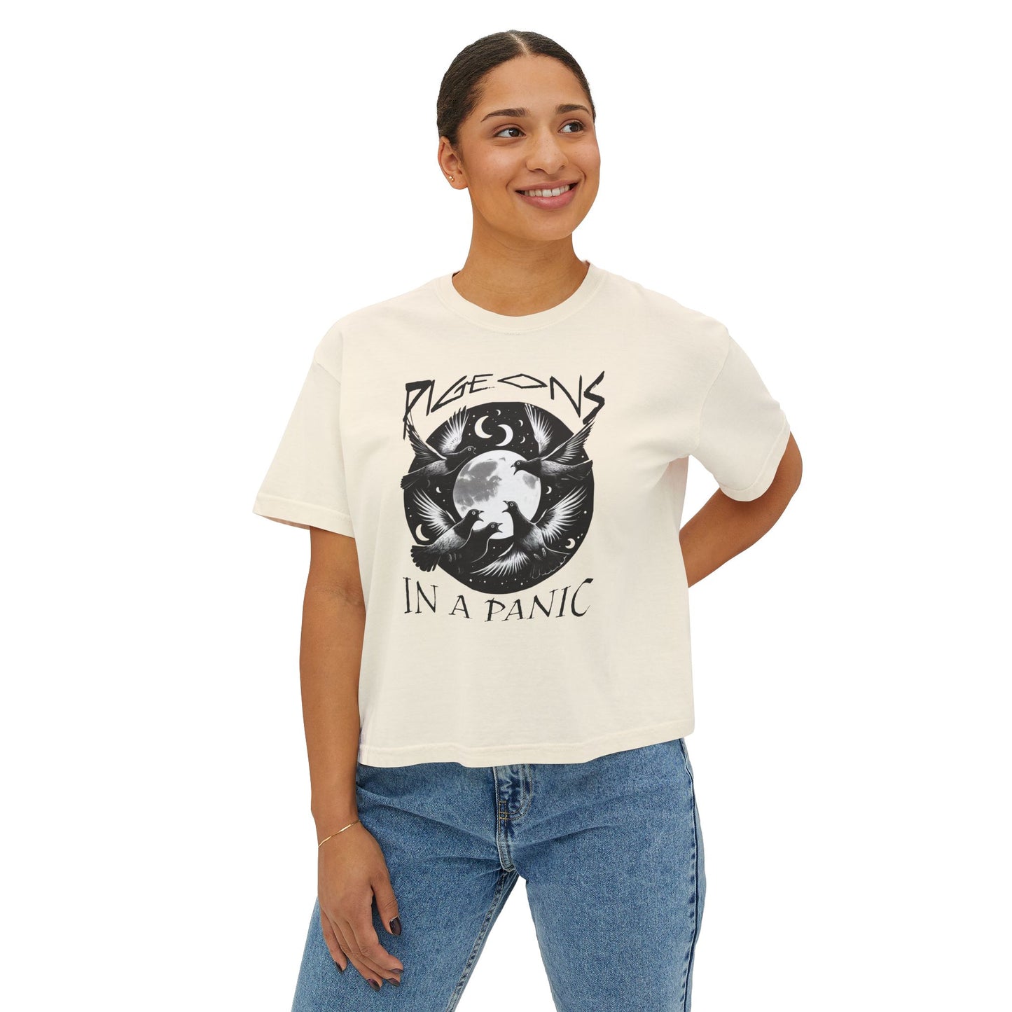 Boxy Tee - Pigeons in a Panic Shirt