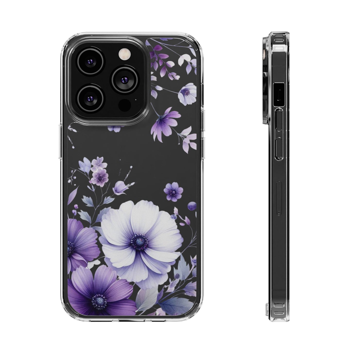 Clear Purple Flower Phone Case