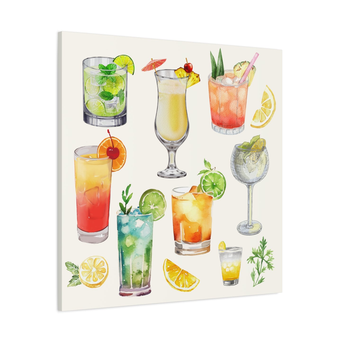 Watercolor Cocktails Canvas
