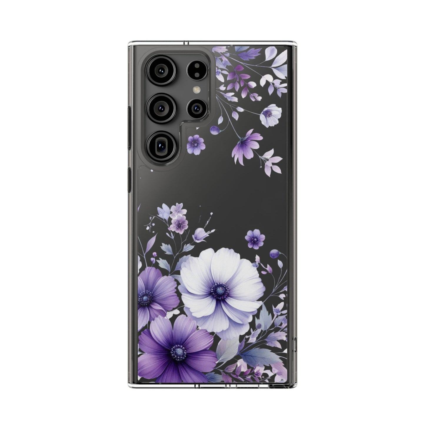 Clear Purple Flower Phone Case